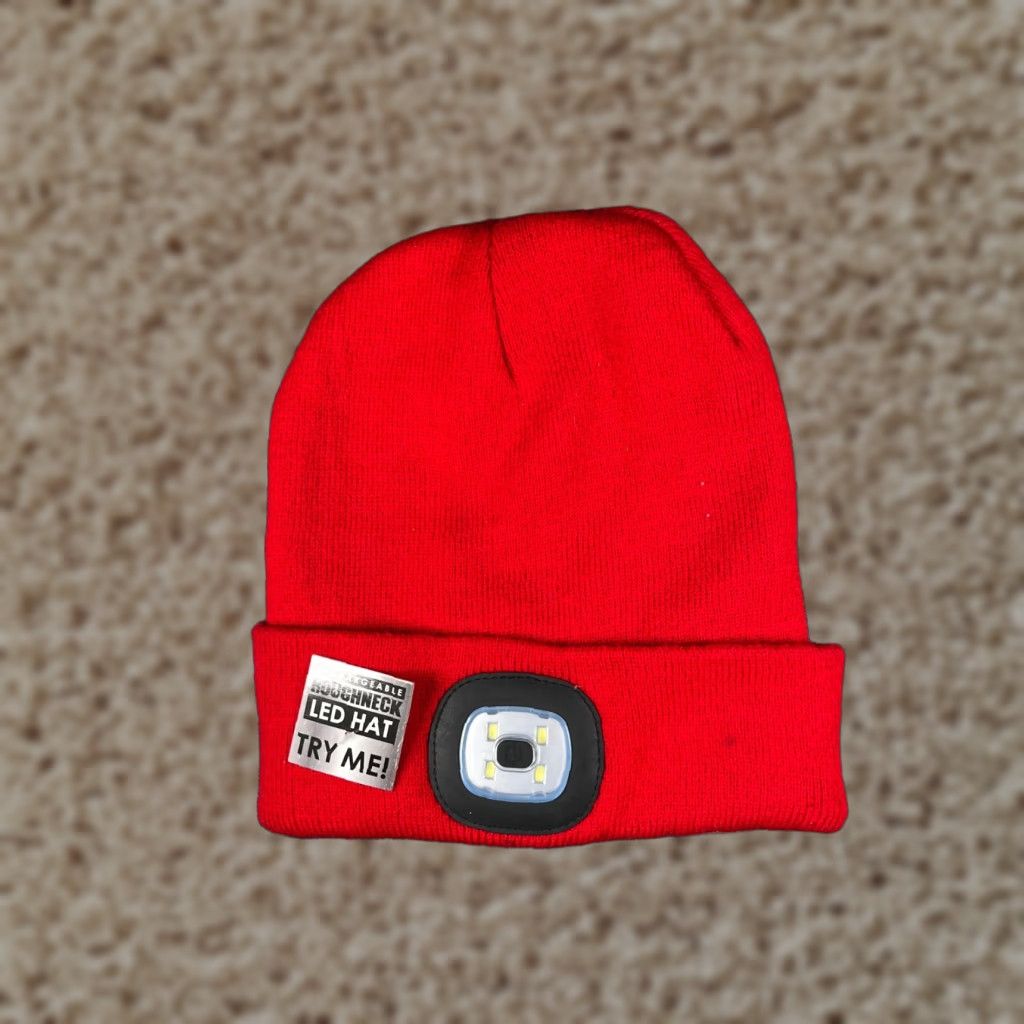 Vintage Roughneck LED Beanie Hat Adult One Size Red Knit Toque Rechargeable USB Light Camping Hunting Logo 9009 Size ONE SIZE - 1 Thumbnail