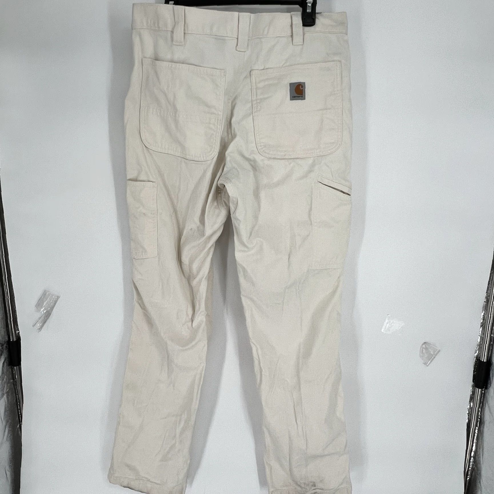 Carhartt Carhartt Double Knee Work Pants BN2802-M 35x32 Canvas Relaxed Fit Cargo Pockets Beige/Wht Size US 35 - 7 Thumbnail