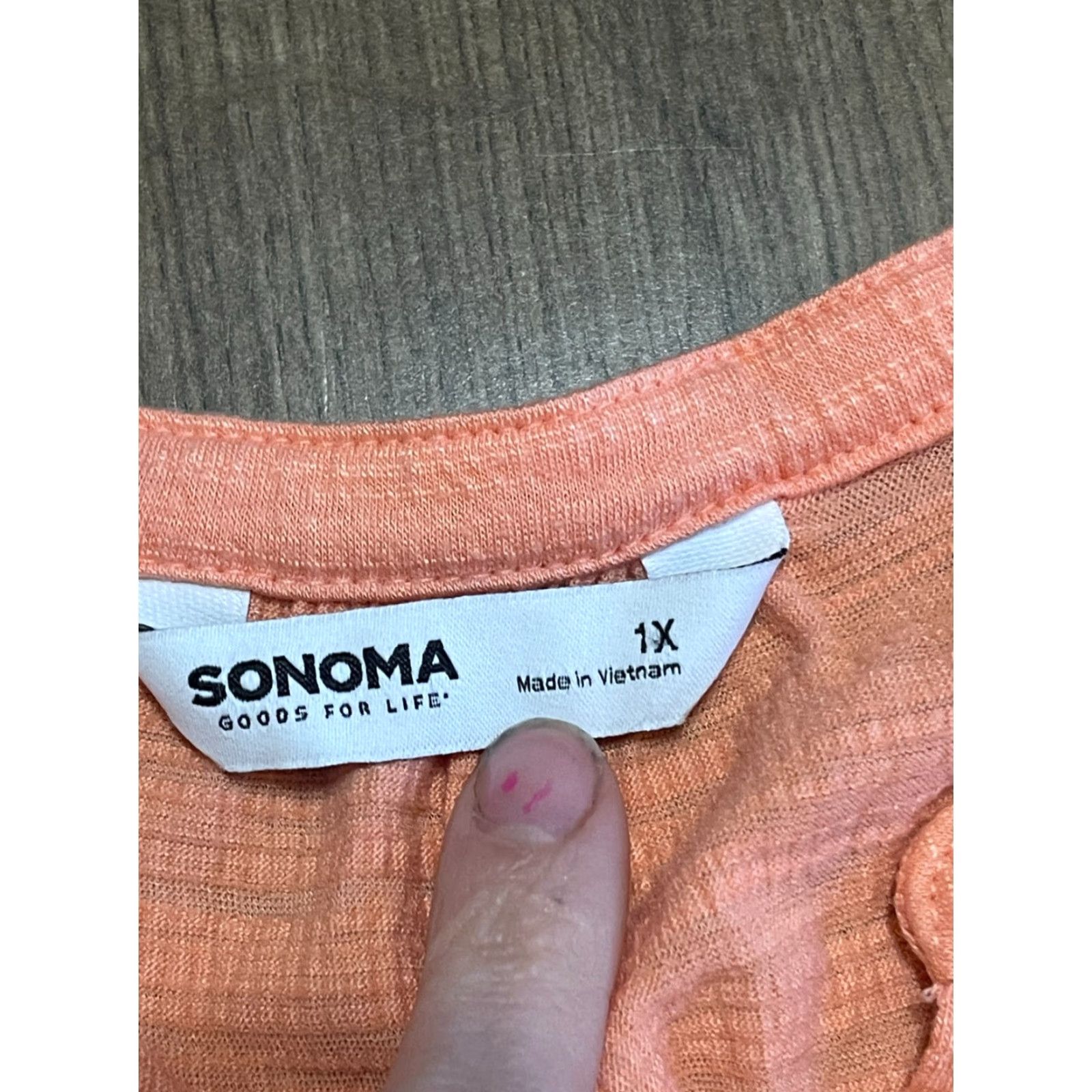 Vintage **Women's Plus Size 1X Orange V-neck Long Sleeve Sonoma Shirt** User: Women's Plus Size 1X Orange V-neck Long Sleeve Sonoma Shirt Size XL / US 12-14 / IT 48-50 - 5 Thumbnail
