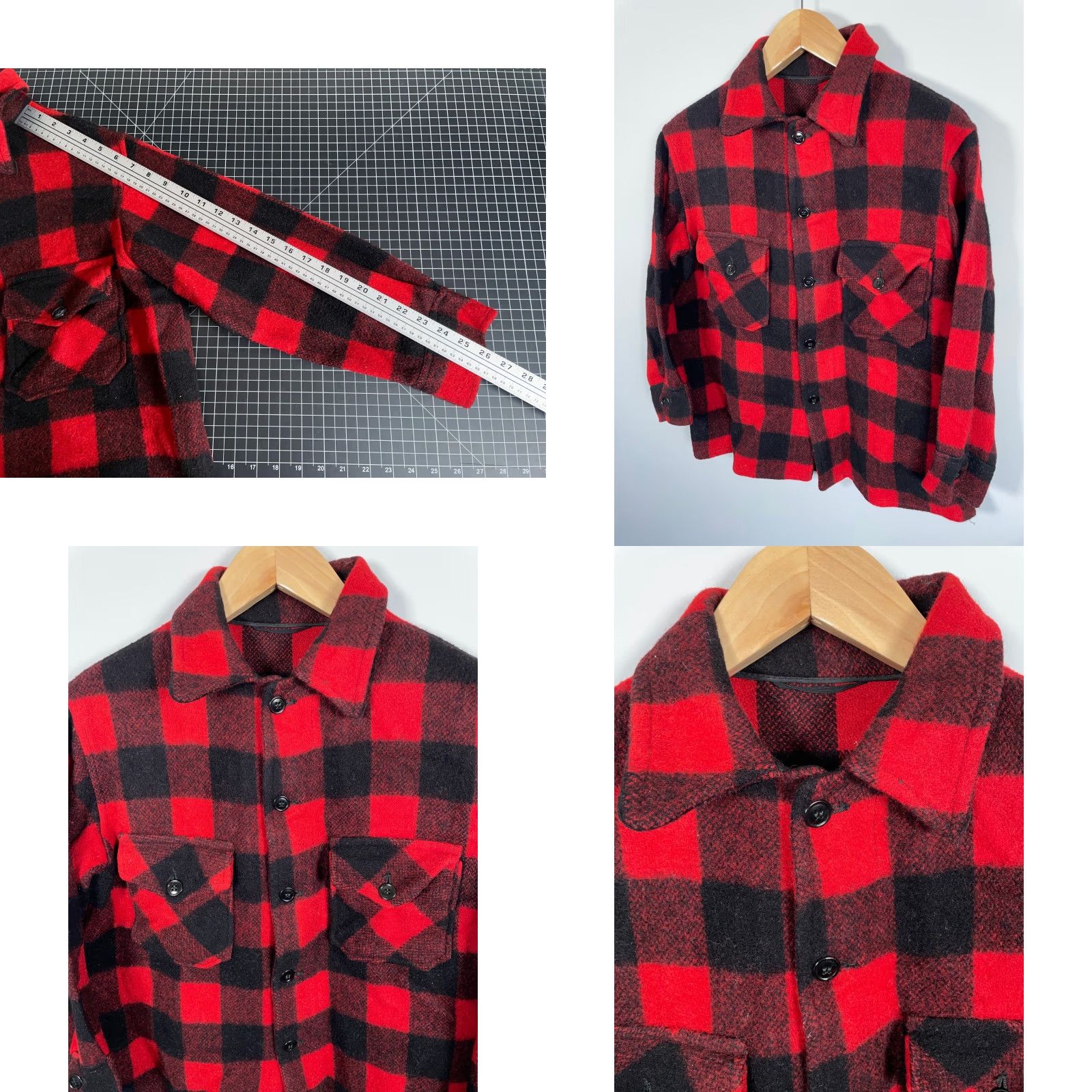 Vintage VINTAGE 80s Wool Heavyweight Shirt Jacket Men Medium Red Black Buffalo Plaid Workwear Shirt Jacket Size US M / EU 48-50 / 2 - 8 Thumbnail