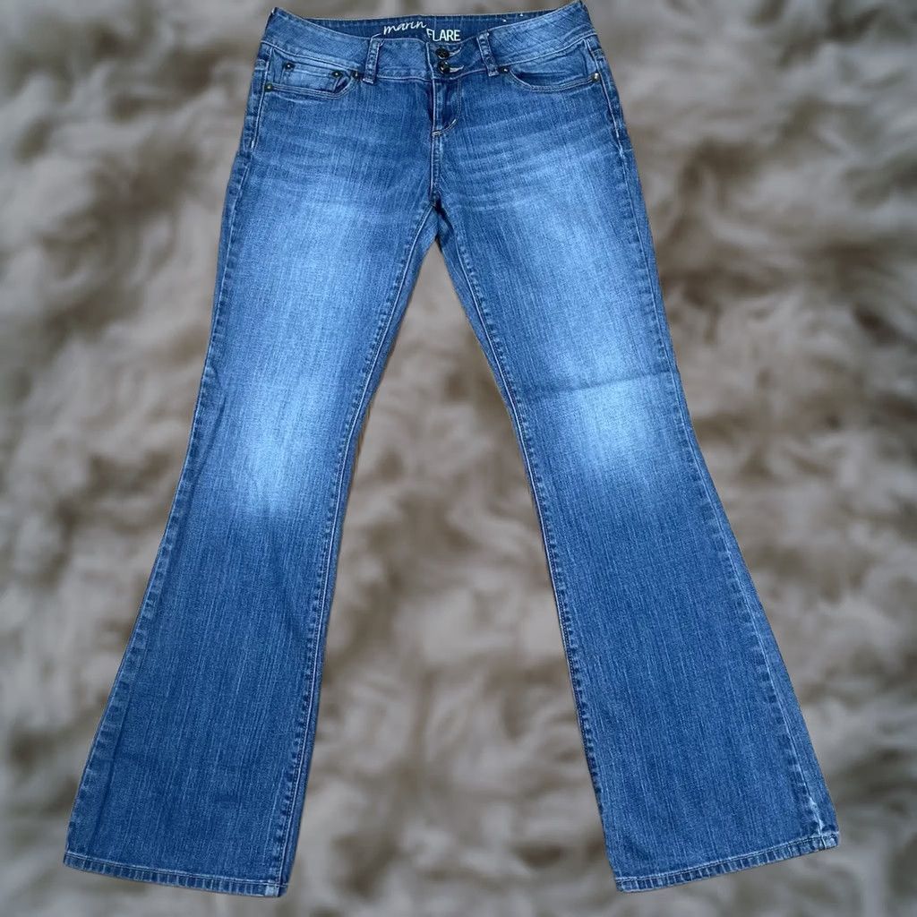 Vintage Bull Head Jeans Womens 9R Marin Flare Leg Mid Rise Stretch Blue Denim Pants Jeans Size 30" / US 8 / IT 44 - 1 Thumbnail