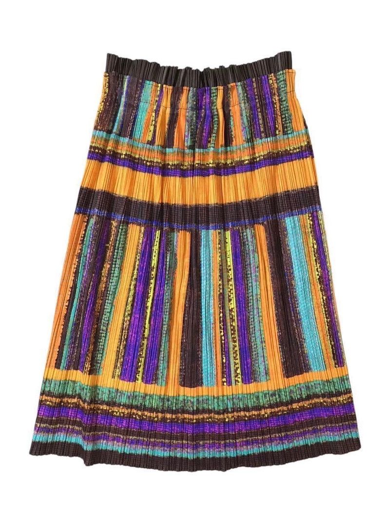Issey Miyake issey miyake size:5 Striped colorful skirt 2506-Nextarrow Size 42" / US 20 - 3 Thumbnail