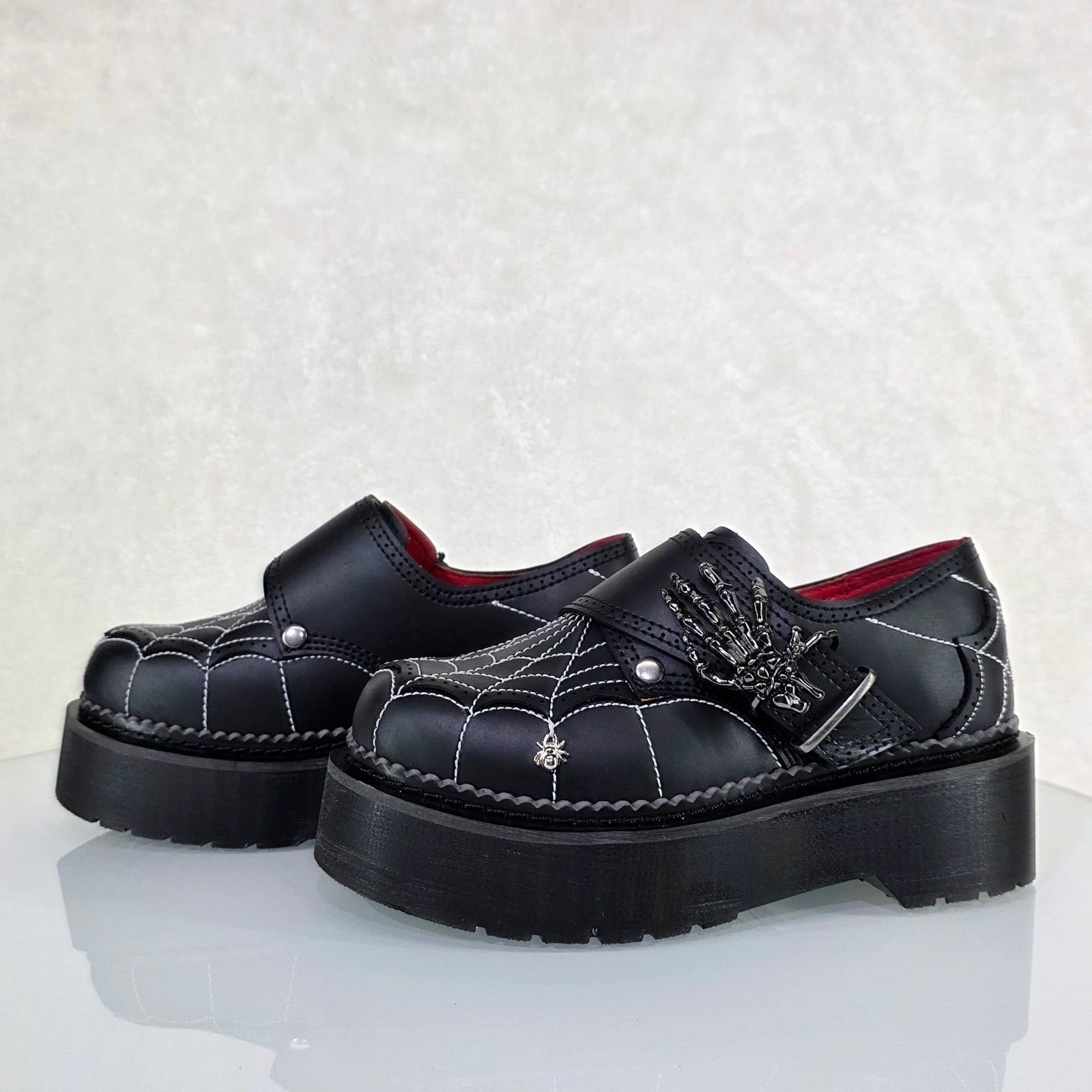 Other Rebel Goth Punk Oxford Shoes Spider Charms Web Stitching Cry Size US 8 / IT 38 - 2 Thumbnail