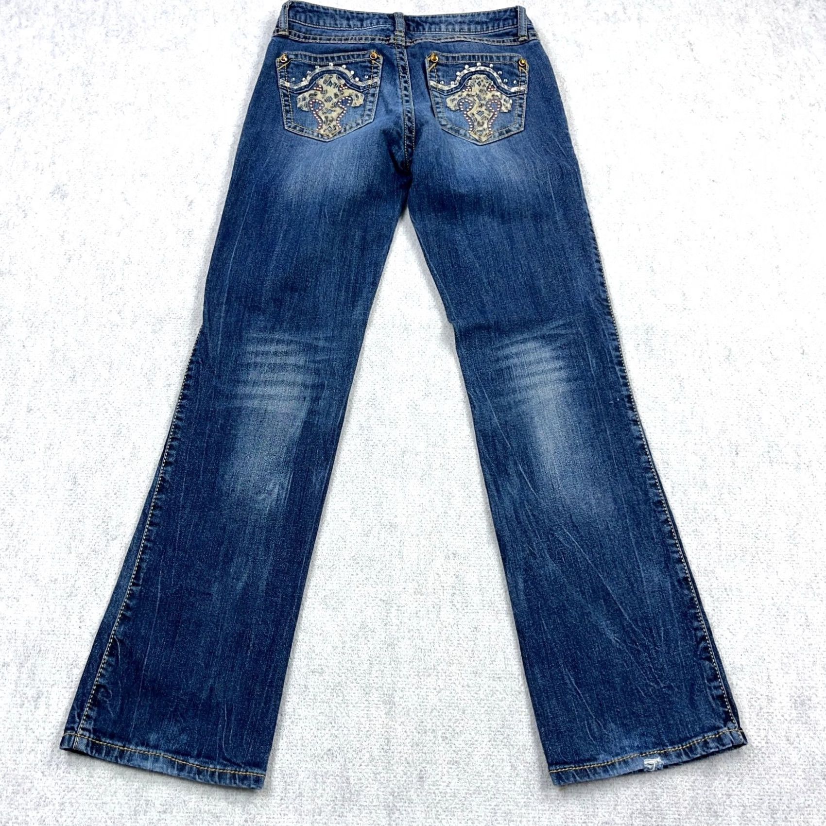 Wrangler Wrangler Rock 47 Jeans Women Bootcut 7/8 x 32 Low Rise Dark Wash Blue Denim Stretch Regular 5-Pocket Size 30" / US 8 / IT 44 - 2 Thumbnail