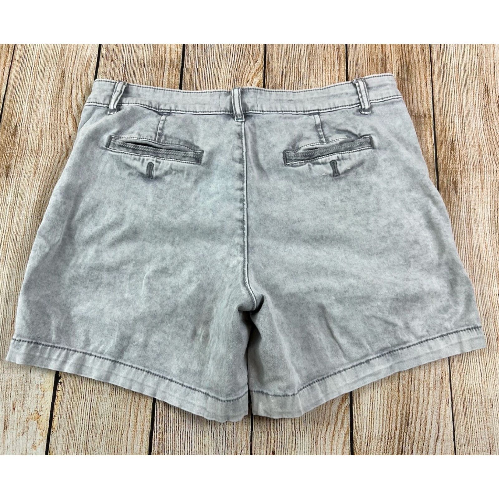Anthropologie Anthropologie Women’s Relaxed Chino Shorts 28 Gray Acid Wash 6" Inseam Denim Stretch Size 28" / US 6 / IT 42 - 2 Thumbnail