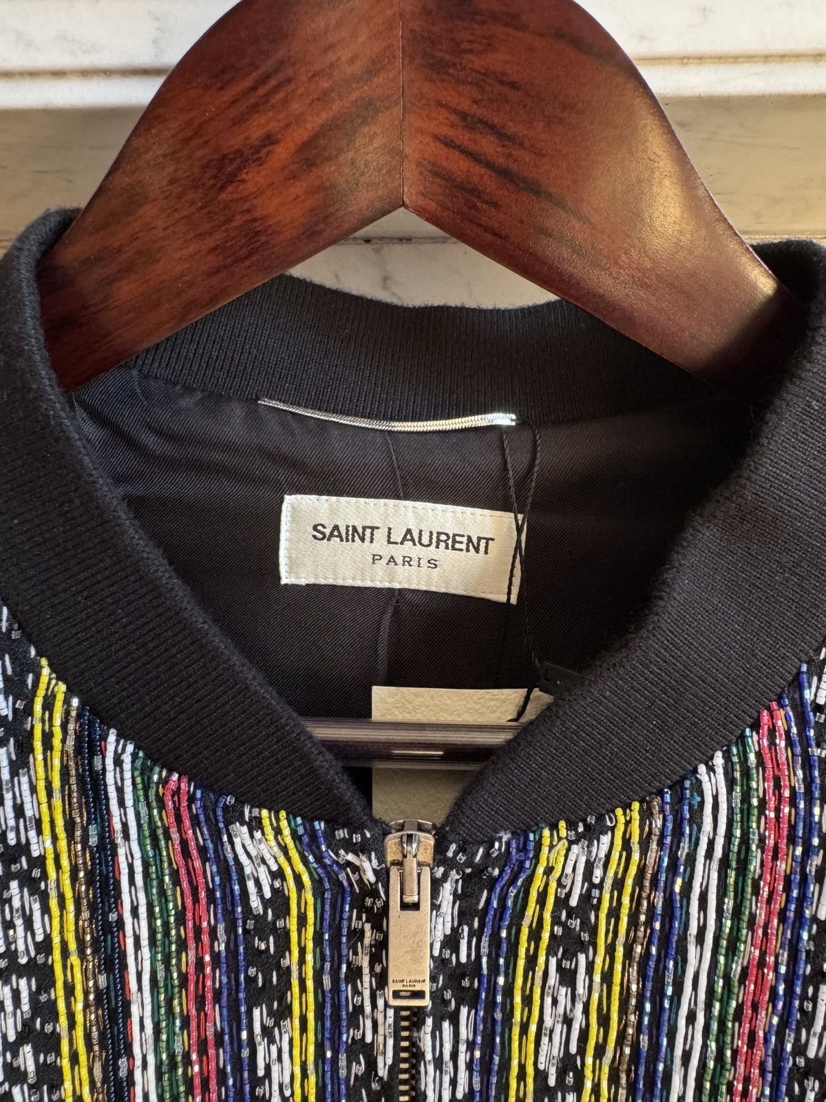 Saint Laurent Paris SS18 Embroidered Crystall Couture Bomber Jacket Size US L / EU 52-54 / 3 - 5 Thumbnail