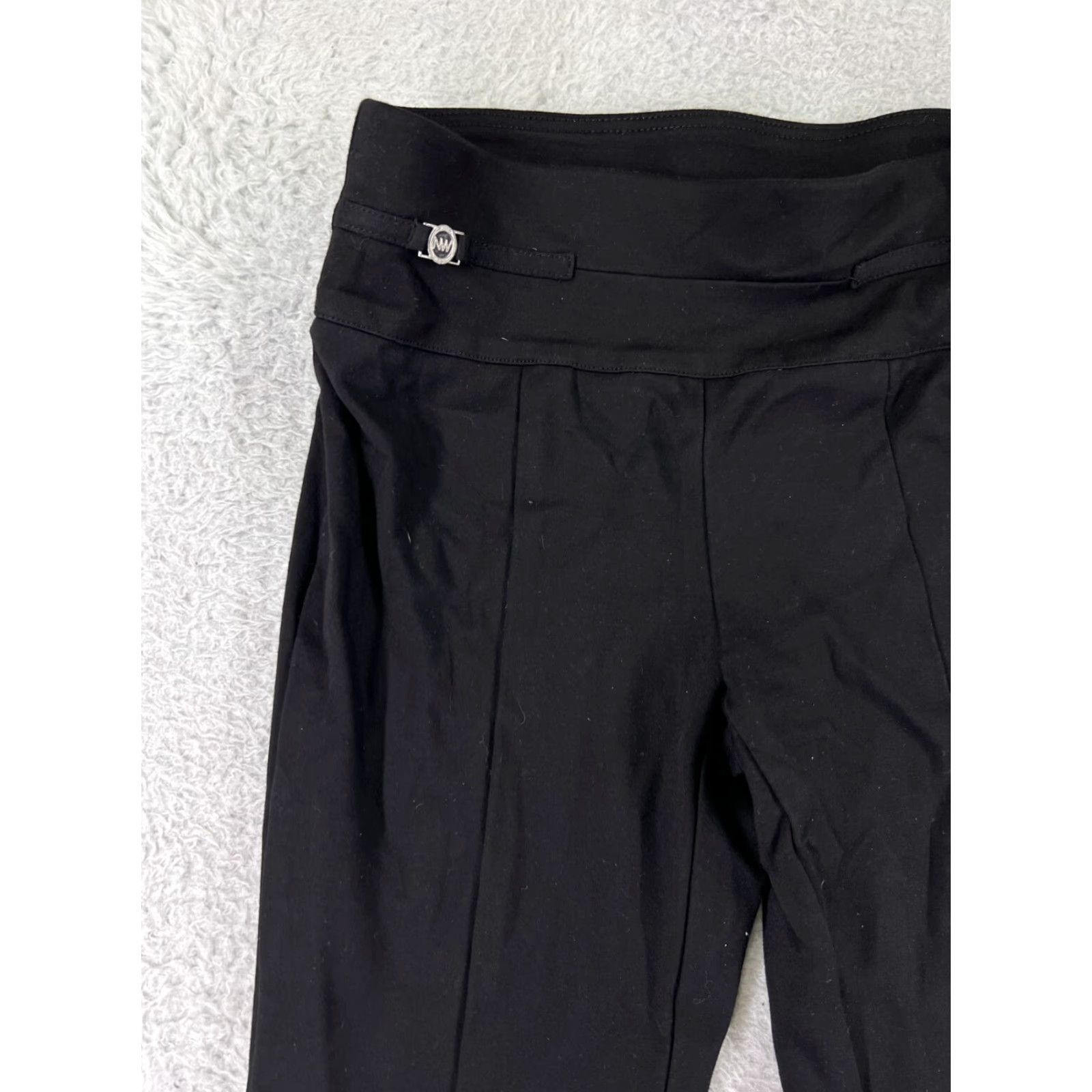 Nine West Nine West Black Elastic Waist Viscose Blend Pants Women's 34 Pull On Flat Front Straight Leg Size 24" / US 00 / IT 34 - 6 Thumbnail