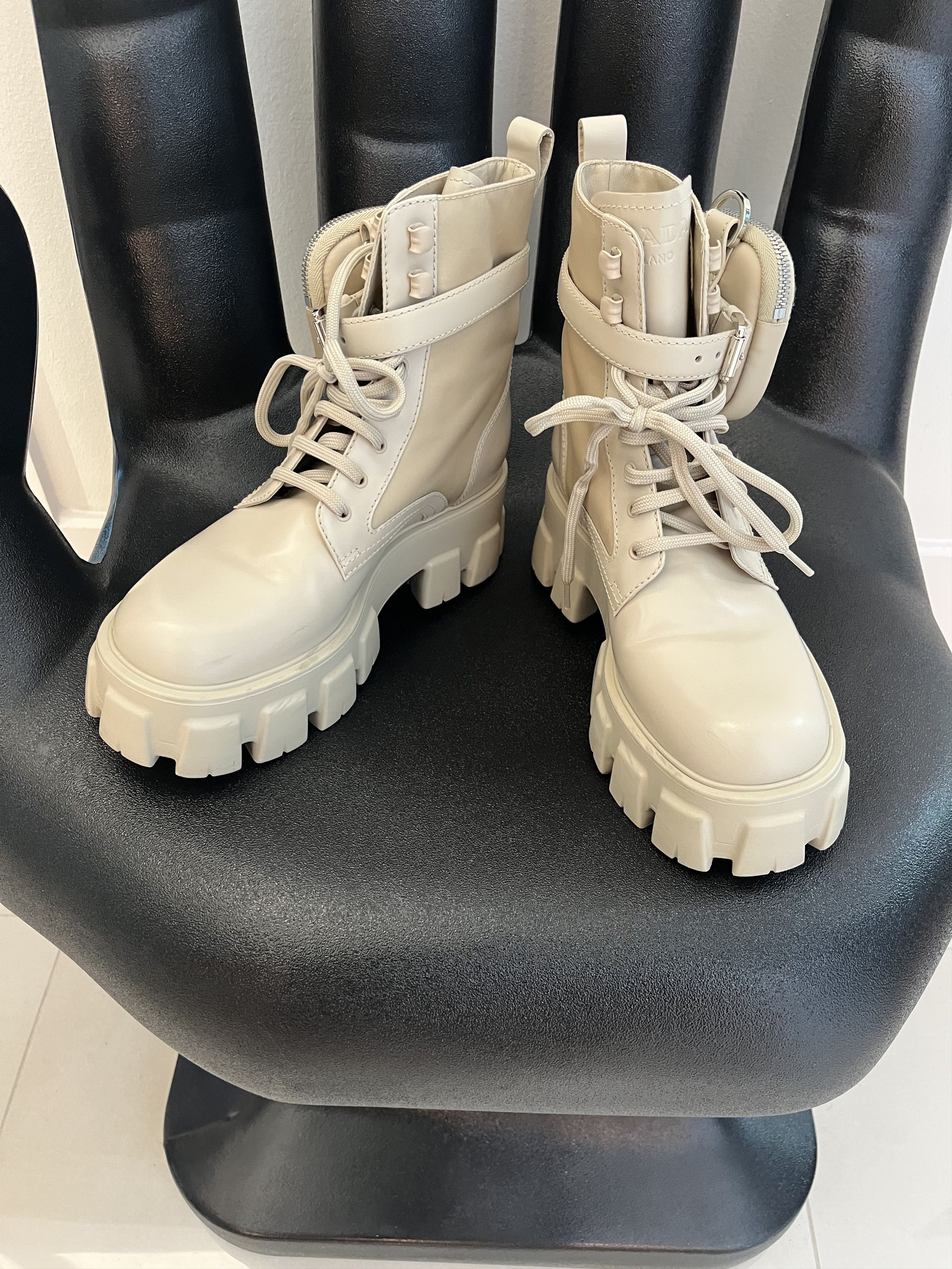 Prada Monolith pouch-detail leather boots Size US 7.5 / IT 37.5 - 6 Thumbnail