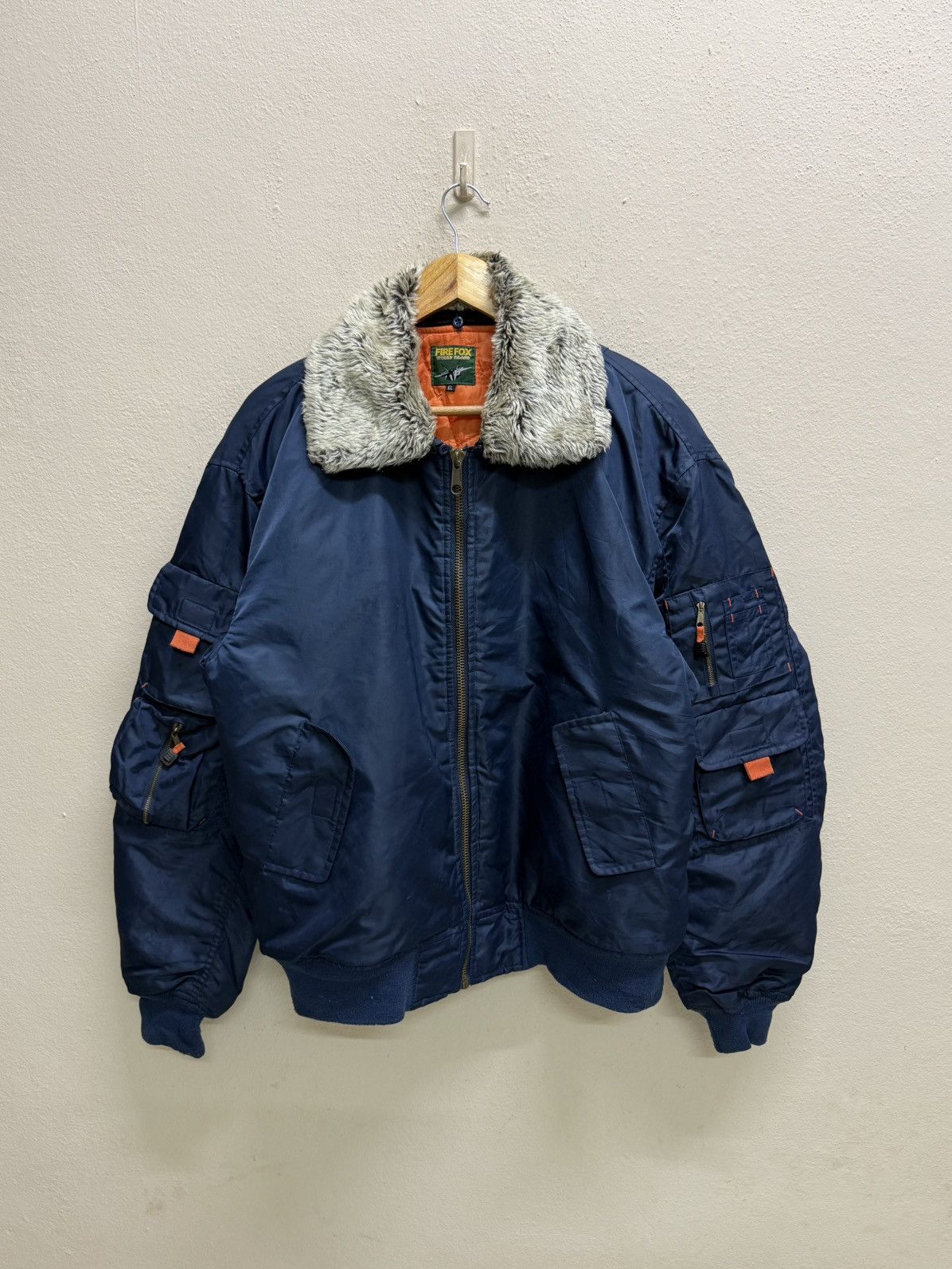 Vintage Fire fox world island faux fur bomber jacket Size US XL / EU 56 / 4 - 20 Thumbnail