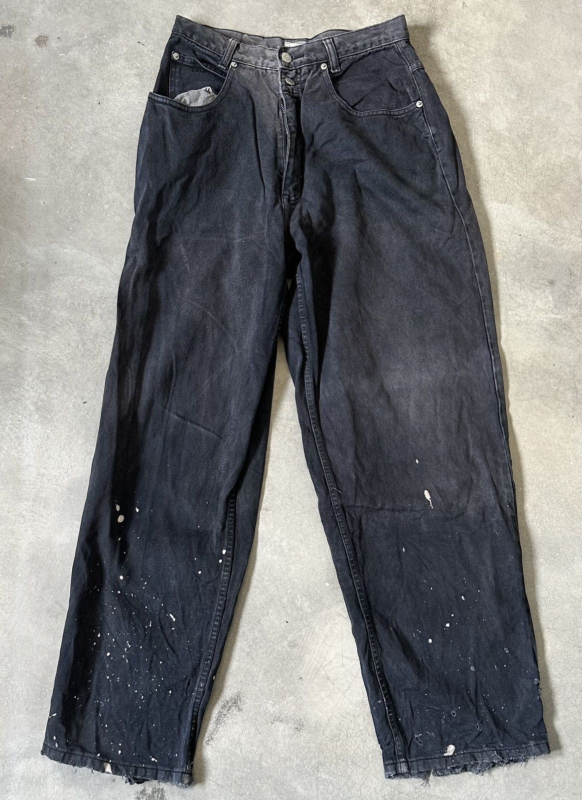 Guess VINTAGE GUESS USA DISTRESSED DENIM BLACK PANT Size US 30 / EU 46 - 1 Thumbnail