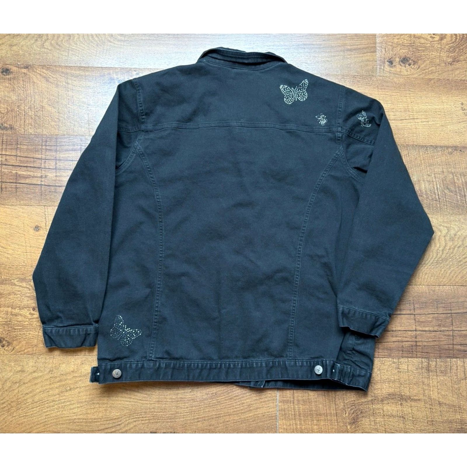 Quacker Factory VINTAGE Quacker Factory Black Denim Jacket Butterfly Women Size Large Jacket Size L / US 10 / IT 46 - 5 Thumbnail
