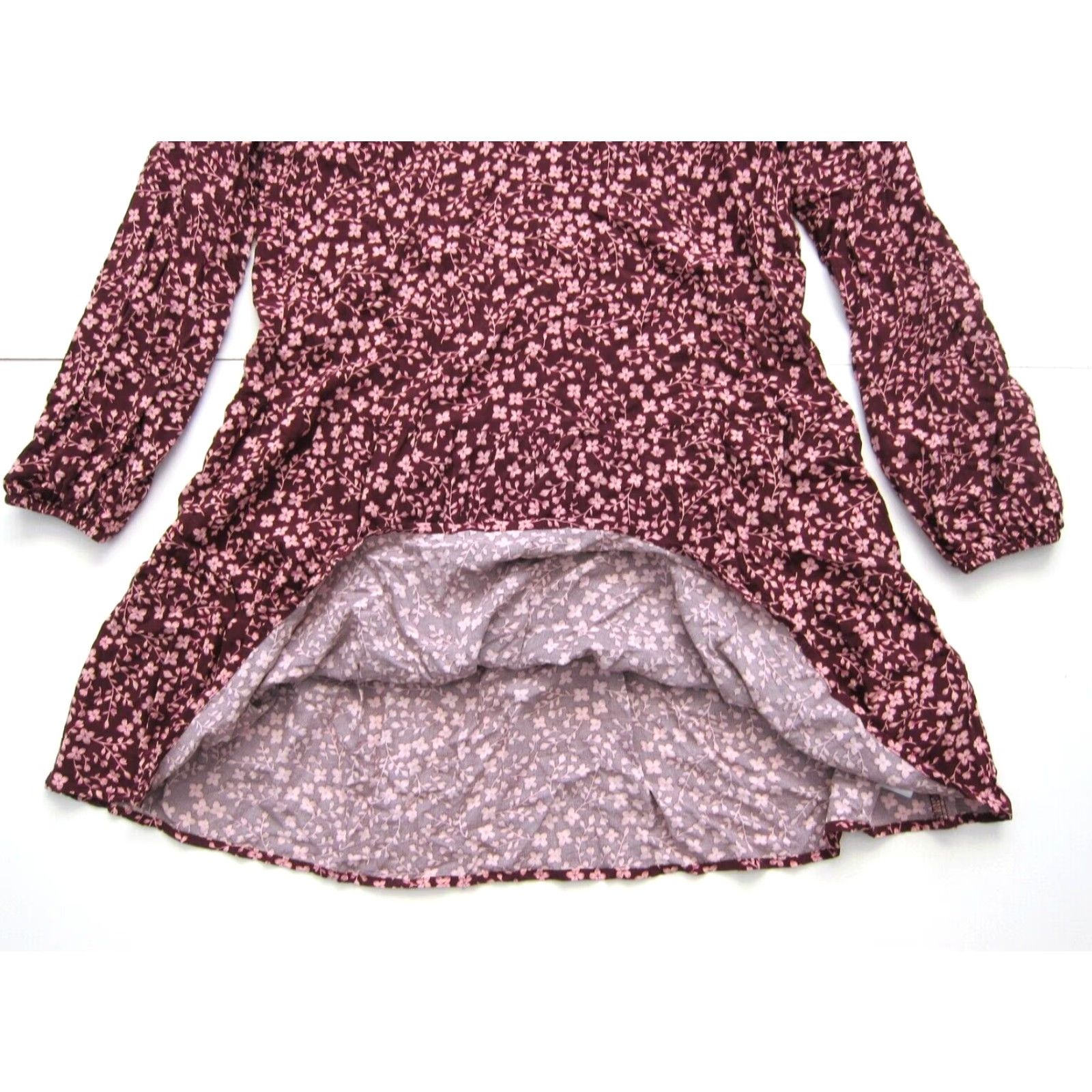 Gap Gap Pink Floral 100% Rayon Long Sleeve Peasant Tunic Sun Dress Women M Size M / US 6-8 / IT 42-44 - 7 Thumbnail
