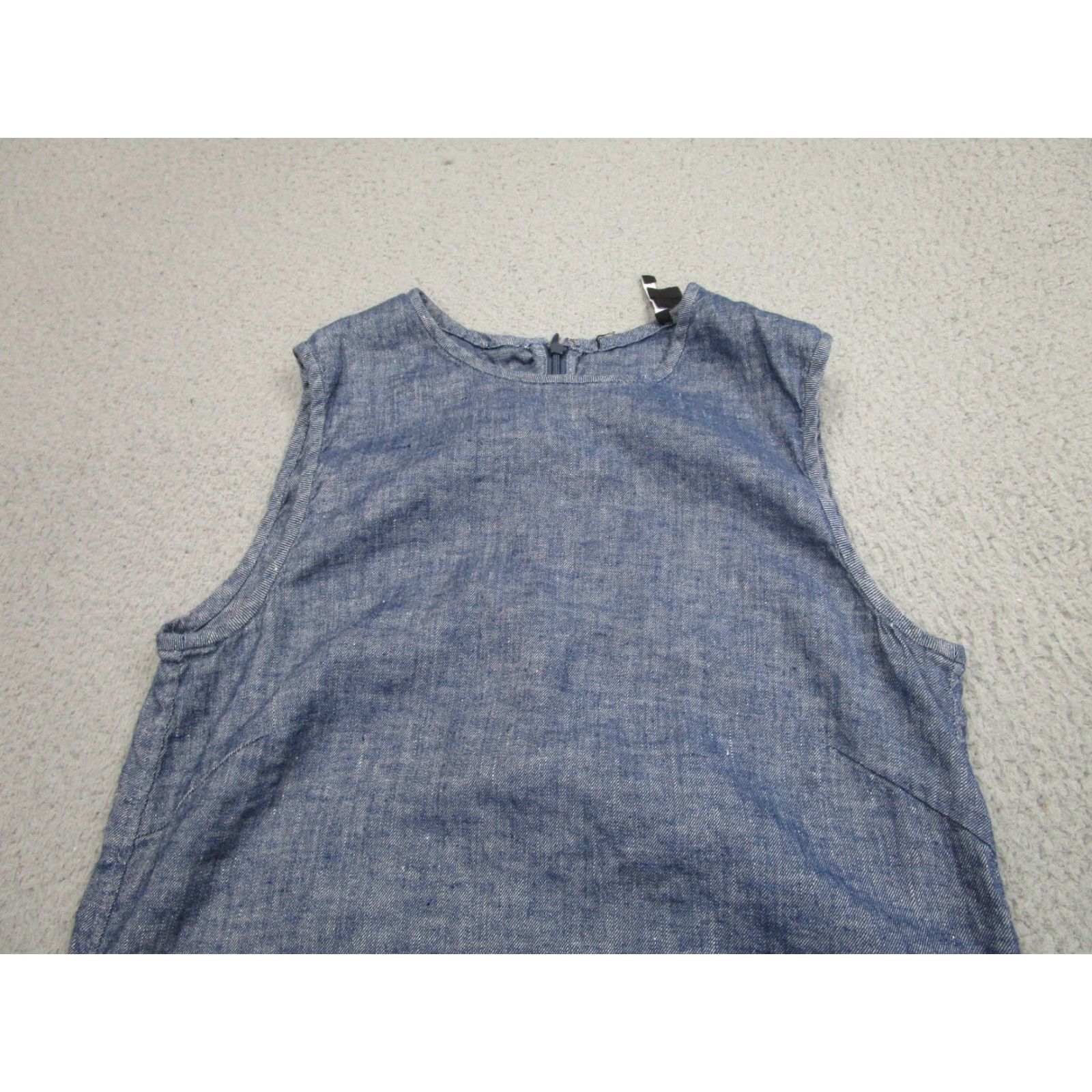 Theory Theory Dress Womens 0 Blue Linen Sleeveless Mini Shift T-Shirt Dress Short Blue 0 Women Size XS / US 0-2 / IT 36-38 - 2 Thumbnail