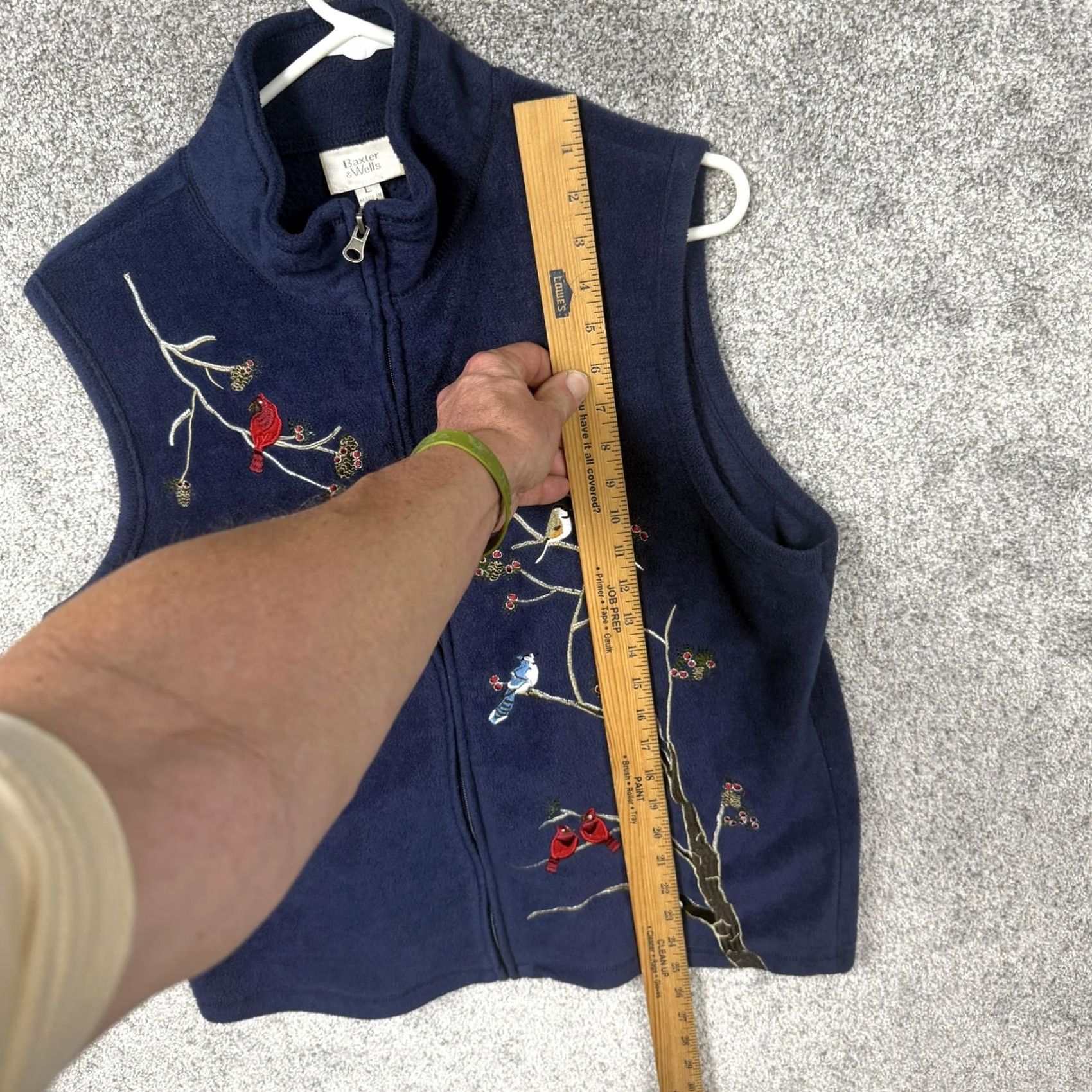 Vintage Baxter & Wells Vest L Fleece Bird Coastal Grandmacore Outdoorsy Woodland Nature Women Sleeveless Blue Zip Front Pockets Embroidered Size L / US 10 / IT 46 - 2 Thumbnail