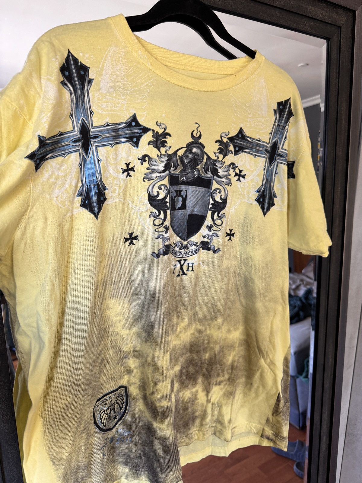 Raw State Raw State Y2K Yellow Gothic Cross Tee Size US XL / EU 56 / 4 - 2 Thumbnail