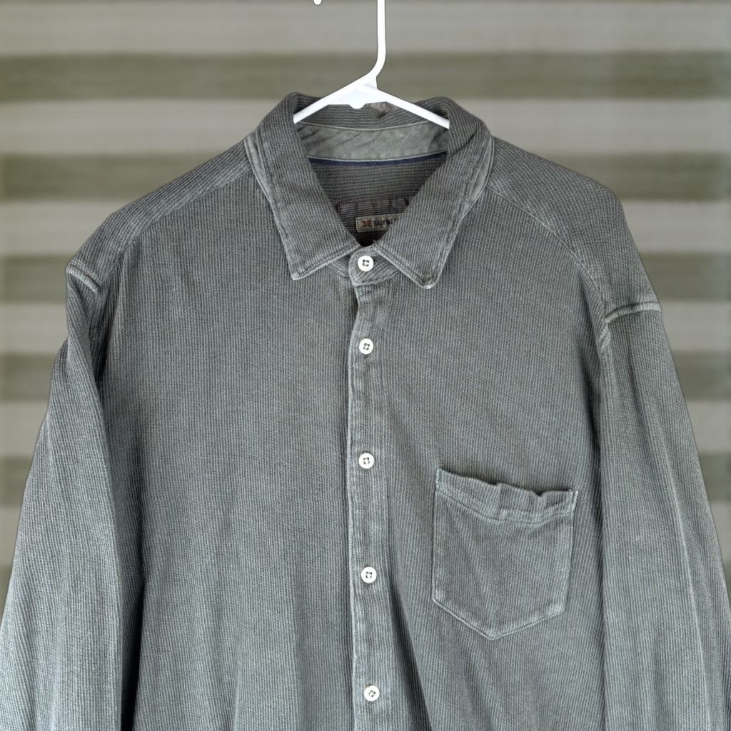 Vintage 32 Bar Blues Shirt Mens XL Green Waffle Knit Button Pocket Cotton Classic Western Shirt Size US XL / EU 56 / 4 - 1 Thumbnail