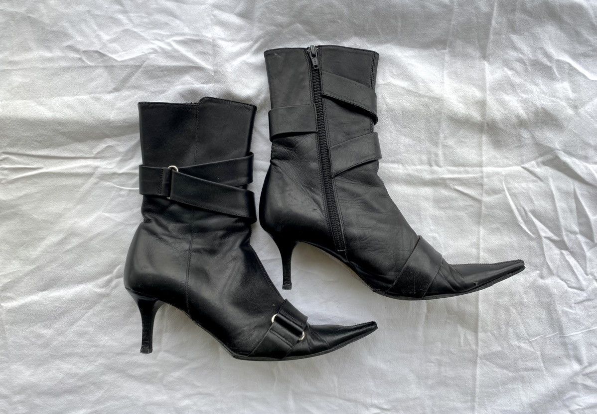 Vintage Vintage black mid-calf pointed-toe heels Size US 5.5 / IT 35.5 - 1 Thumbnail