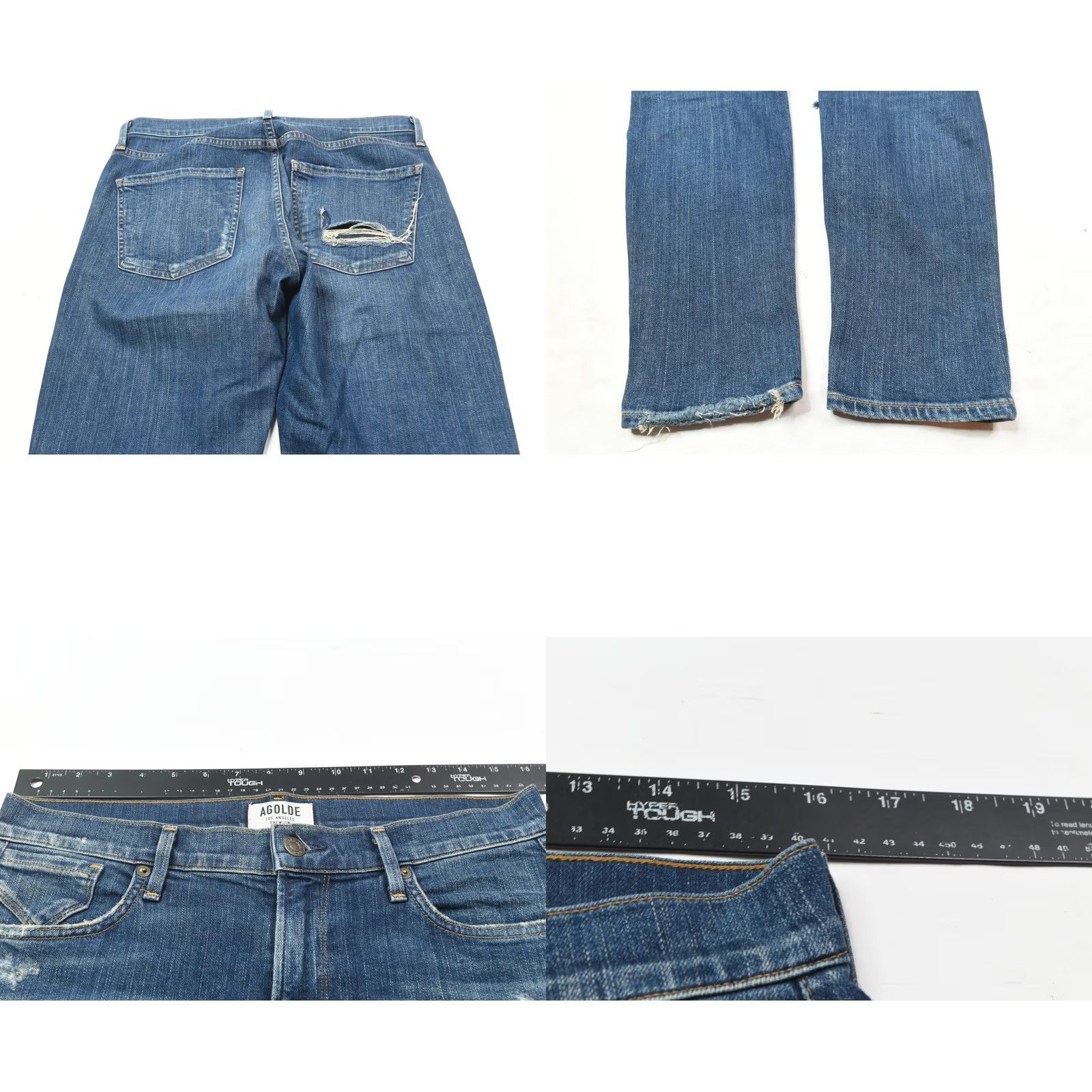 Agolde AGOLDE Sophie Skinny Jeans Womens 29 Blue High-Rise Distressed Denim Jeans Skinny Womens 29 Blue Distressed Denim 90s? Size 29" - 8 Thumbnail