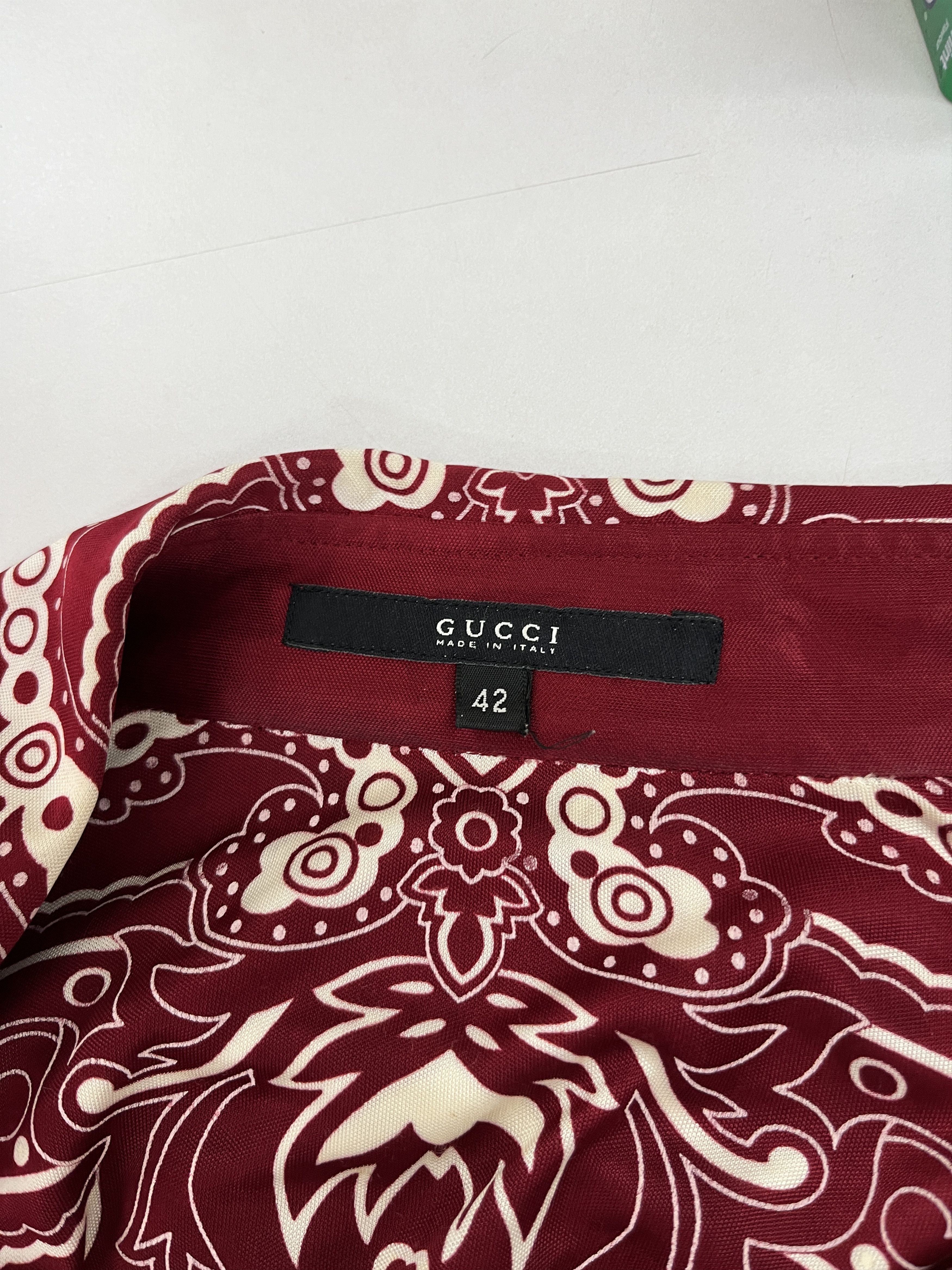 Gucci Burgundy Paisley Print Bell Sleeve Blouse Size M / US 6-8 / IT 42-44 - 4 Thumbnail