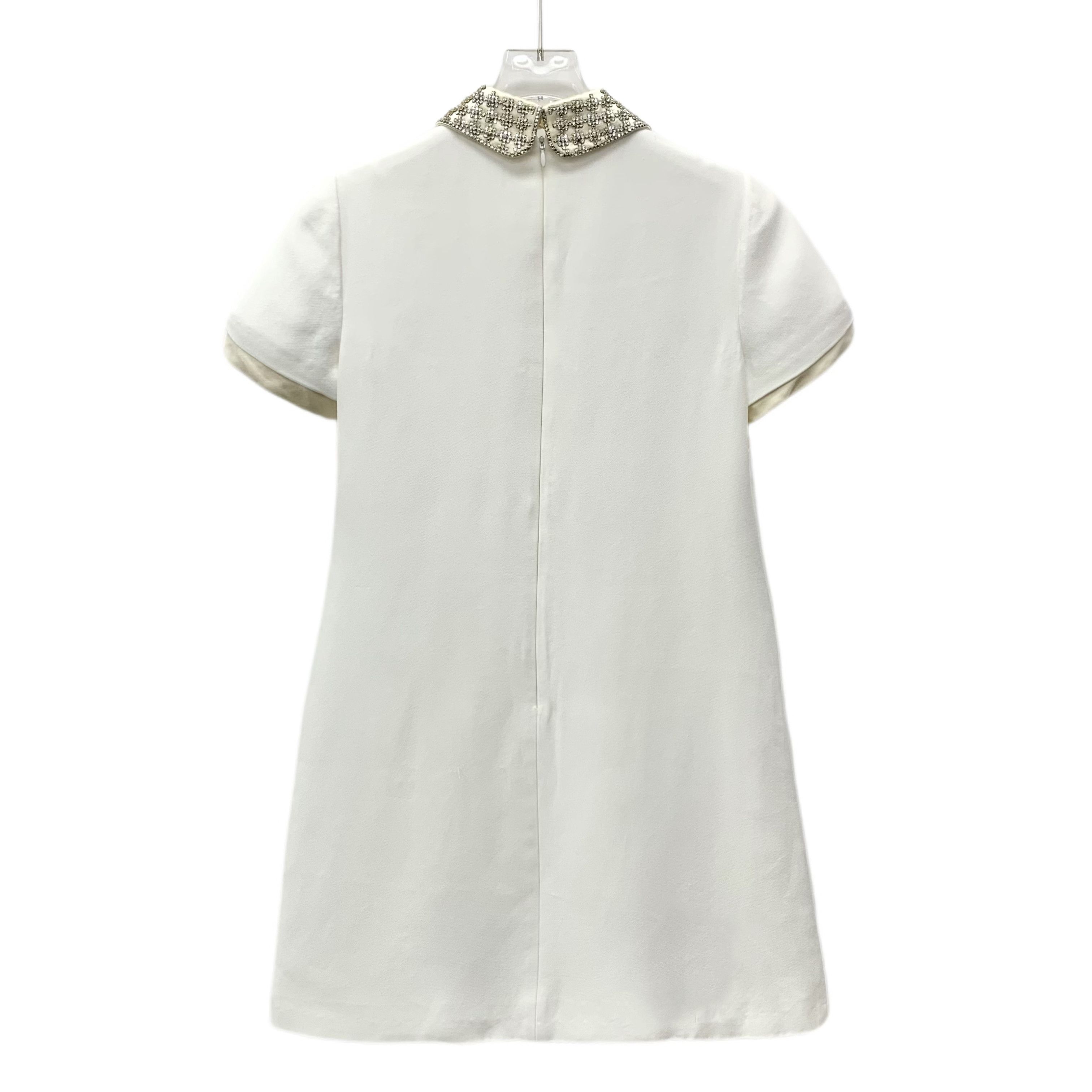 Miu Miu MiuMiu Crystal-Collar Dress White (Size S) Size S / US 4 / IT 40 - 4 Thumbnail