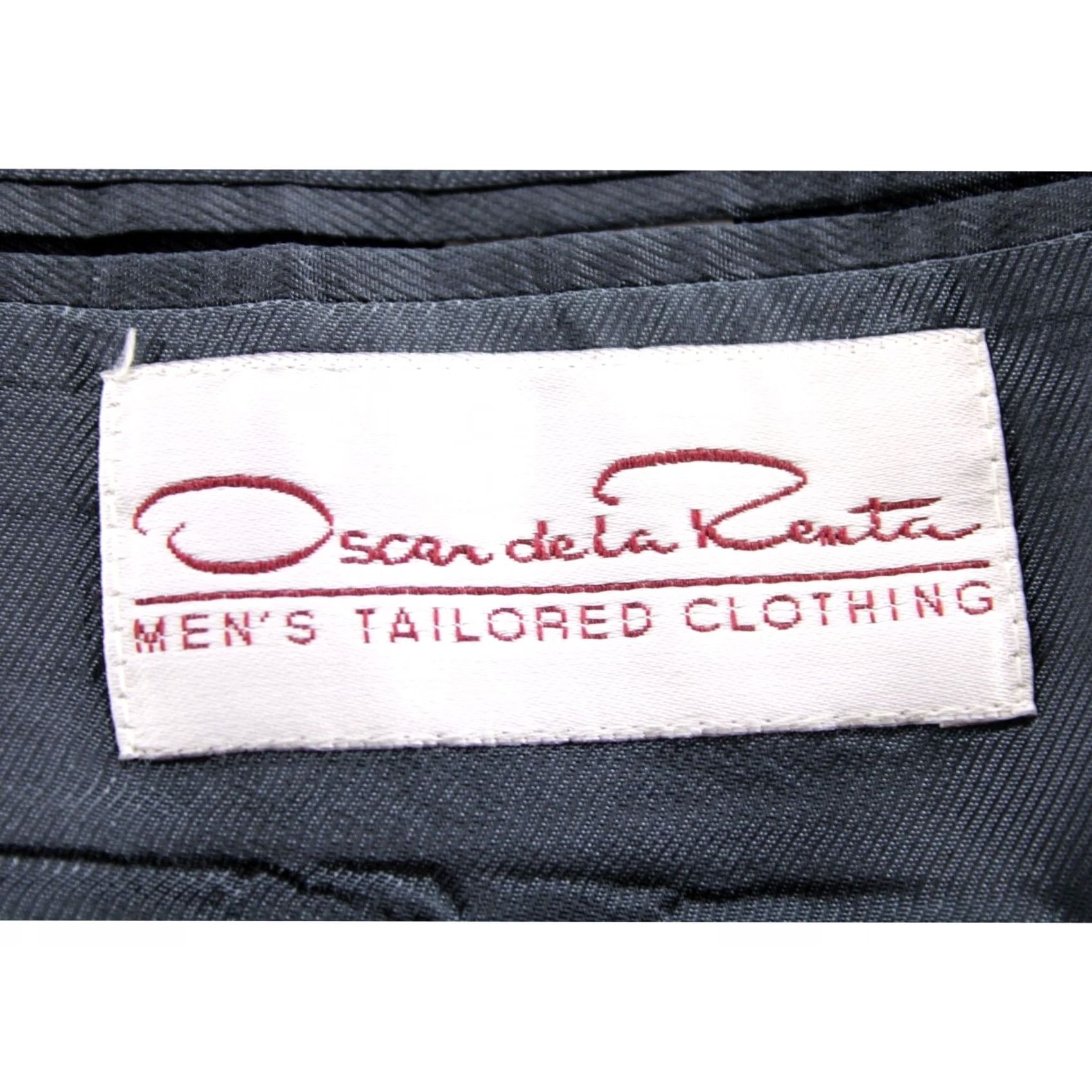 Oscar De La Renta VINTAGE Oscar de la Renta Men’s Blazer Navy Blue 44R Two Button Brass Button Wool Coat/Jacket Size 44R - 6 Thumbnail