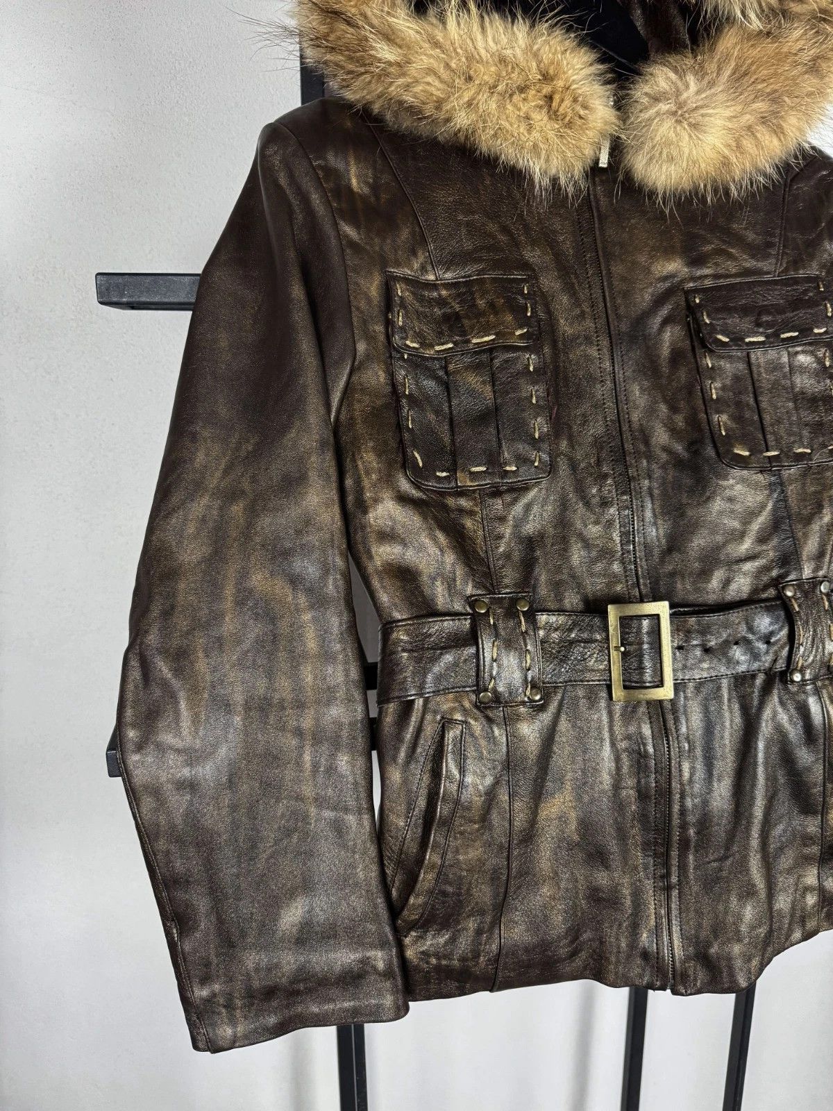 Vintage So Sick VTG Avant Garde Real Leather Jacket 90s Y2K Size S / US 4 / IT 40 - 4 Thumbnail