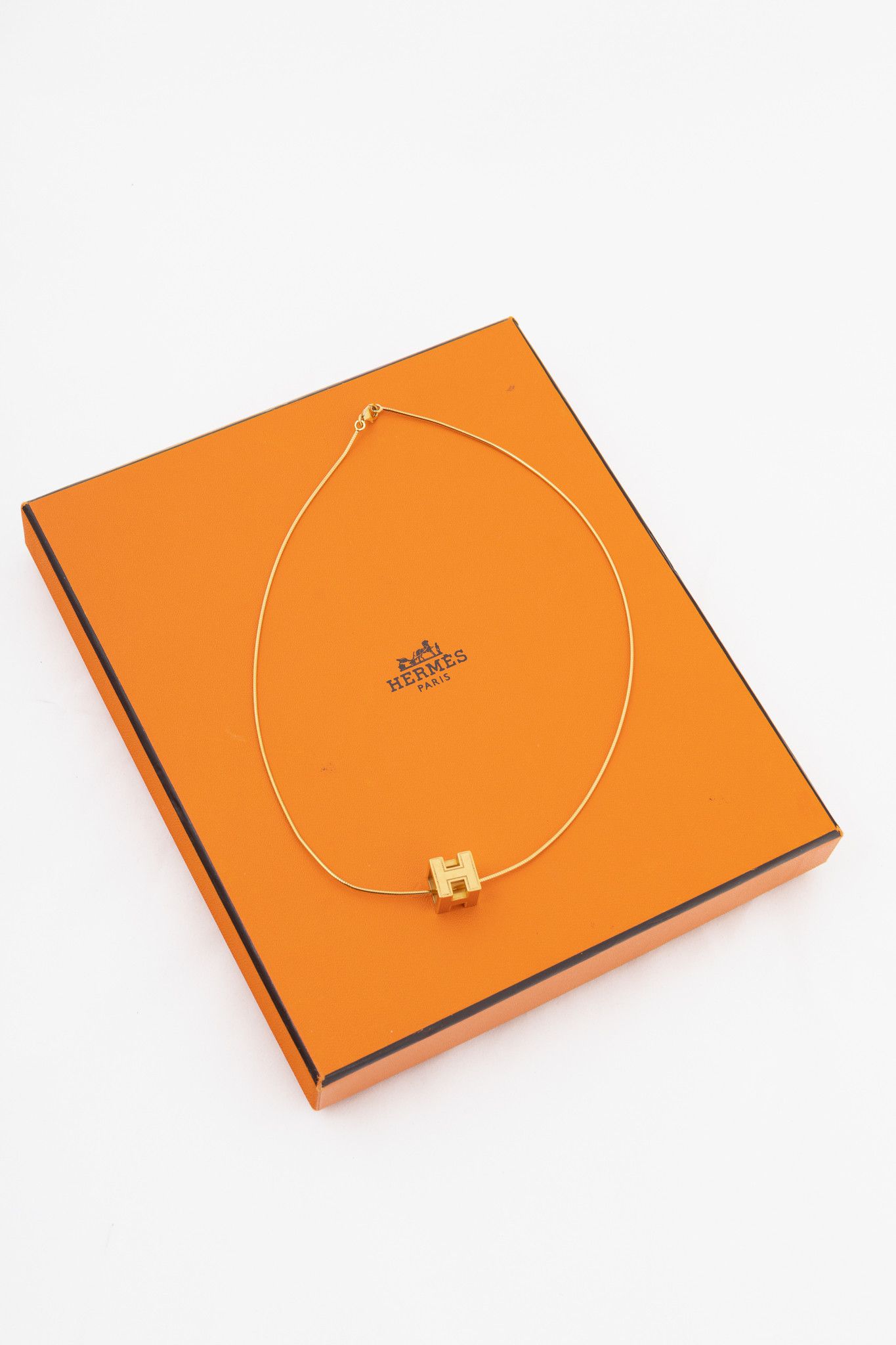 Hermes Hermes Cage D'H Gold Cube-Pendant Necklace Size ONE SIZE - 4 Thumbnail