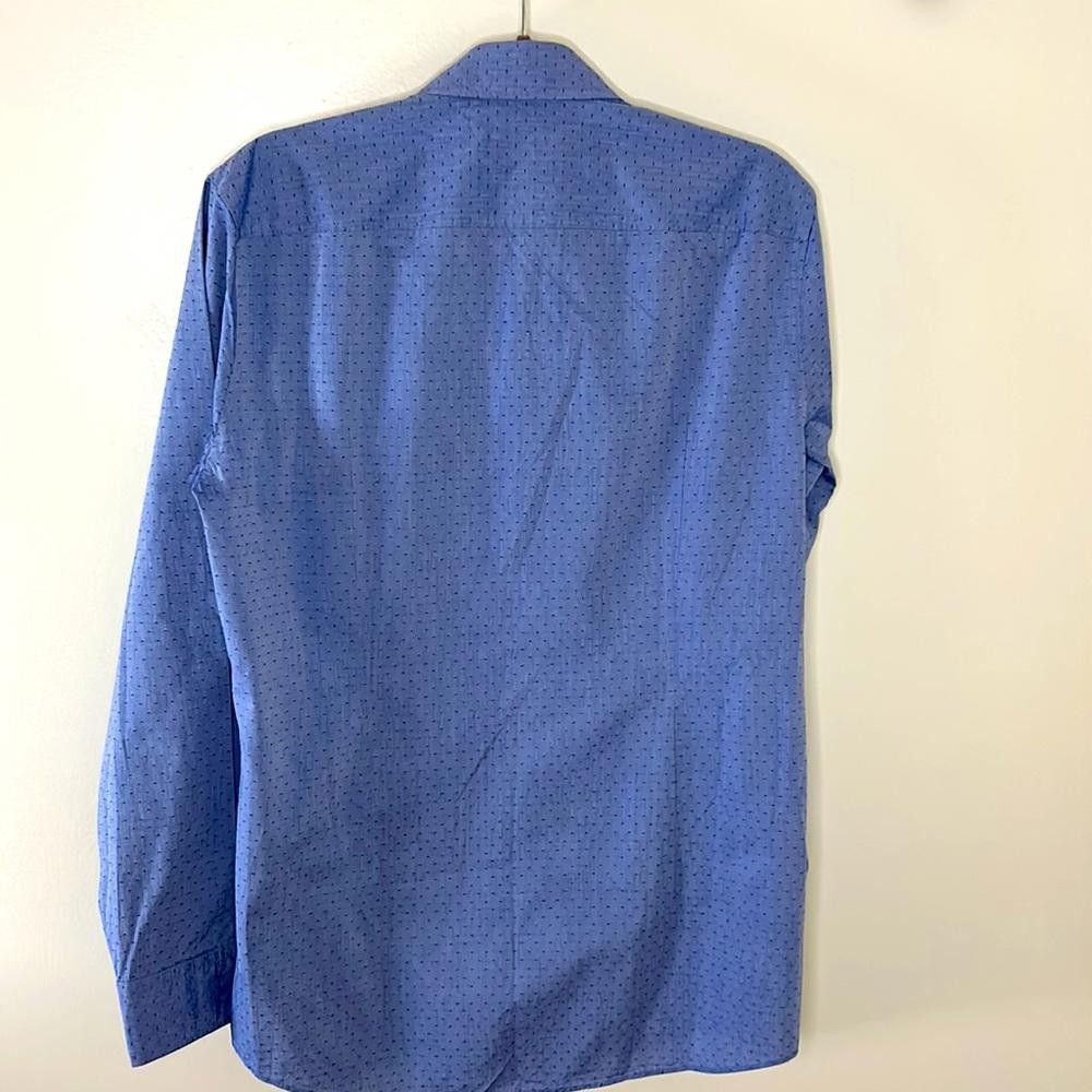 Hugo Boss Slim Fit -BOSS-size 15-Med Blue w/Diamond design-100% Ctn Size 38R - 6 Thumbnail