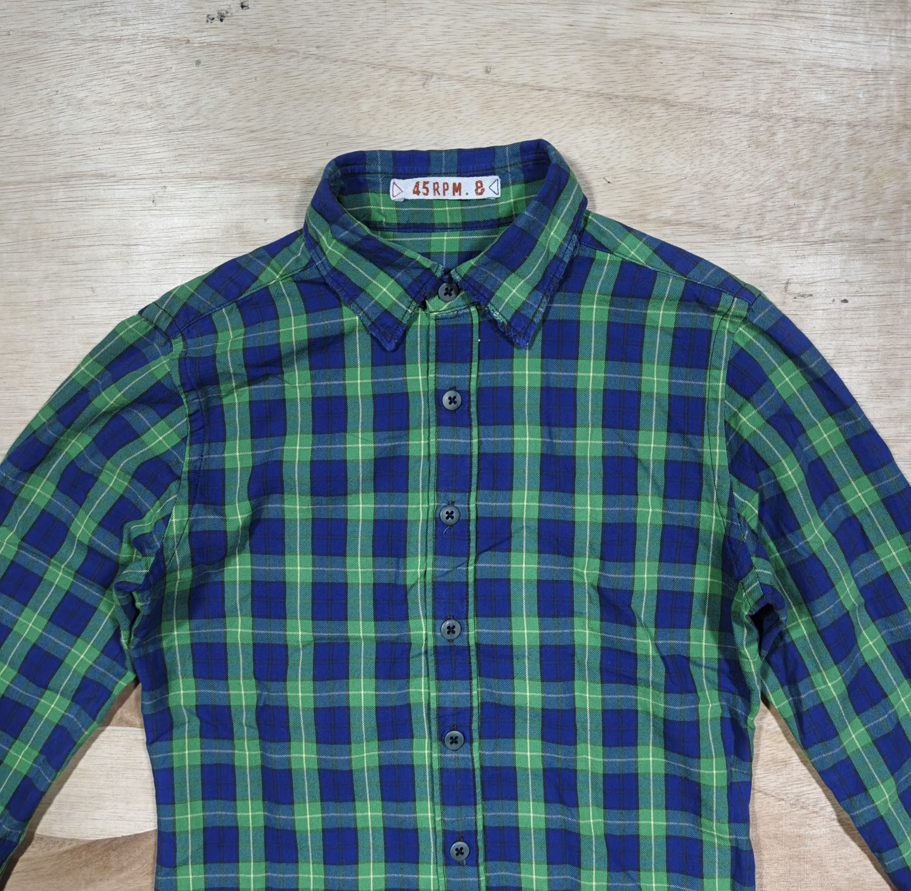 45rpm 45rpm Green & Blue Plaid Longsleeve Shirt Size M / US 6-8 / IT 42-44 - 2 Thumbnail