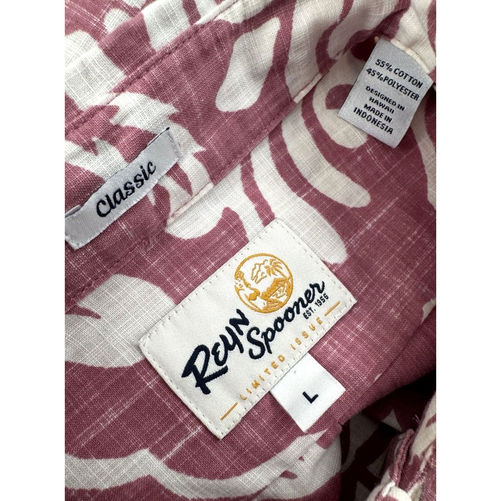 Reyn Spooner REYN SPOONER Limited Edition Reverse Print Floral Hawaiian L Shirt Mens Short Sleeve Dark Pink White 90s 5G EXCELLENT Size US L / EU 52-54 / 3 - 4 Thumbnail