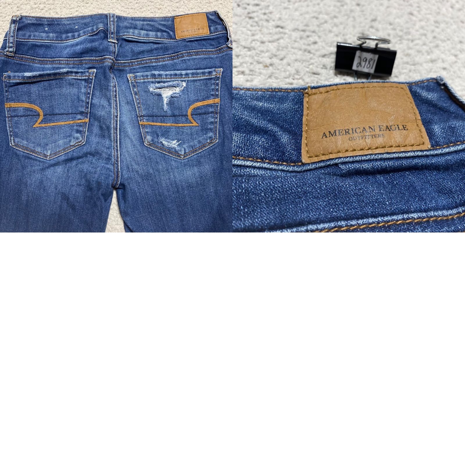 American Eagle Outfitters American Eagle Outfitters Jeans Womens 2 Blue Denim Dark Wash Distressed Skinny Low Rise Color Blue 5-Pocket Stretch Size 26" / US 2 / IT 38 - 9 Thumbnail
