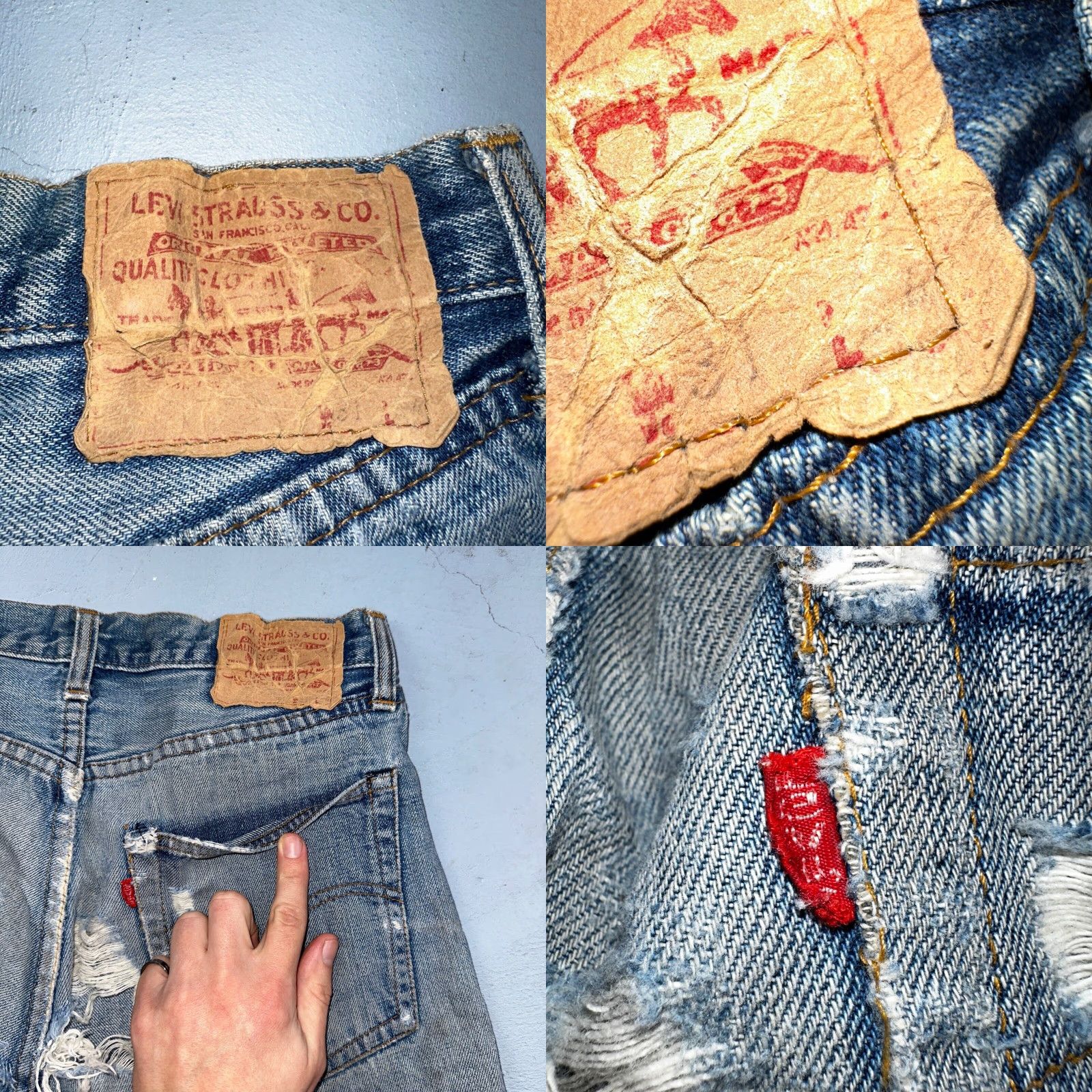 Levi's VINTAGE Levi's 501 Jeans Levi's 501XX 70s 80s USA Straight 31x34 Light Denim Distressed Jeans Men Size US 31 - 10 Thumbnail