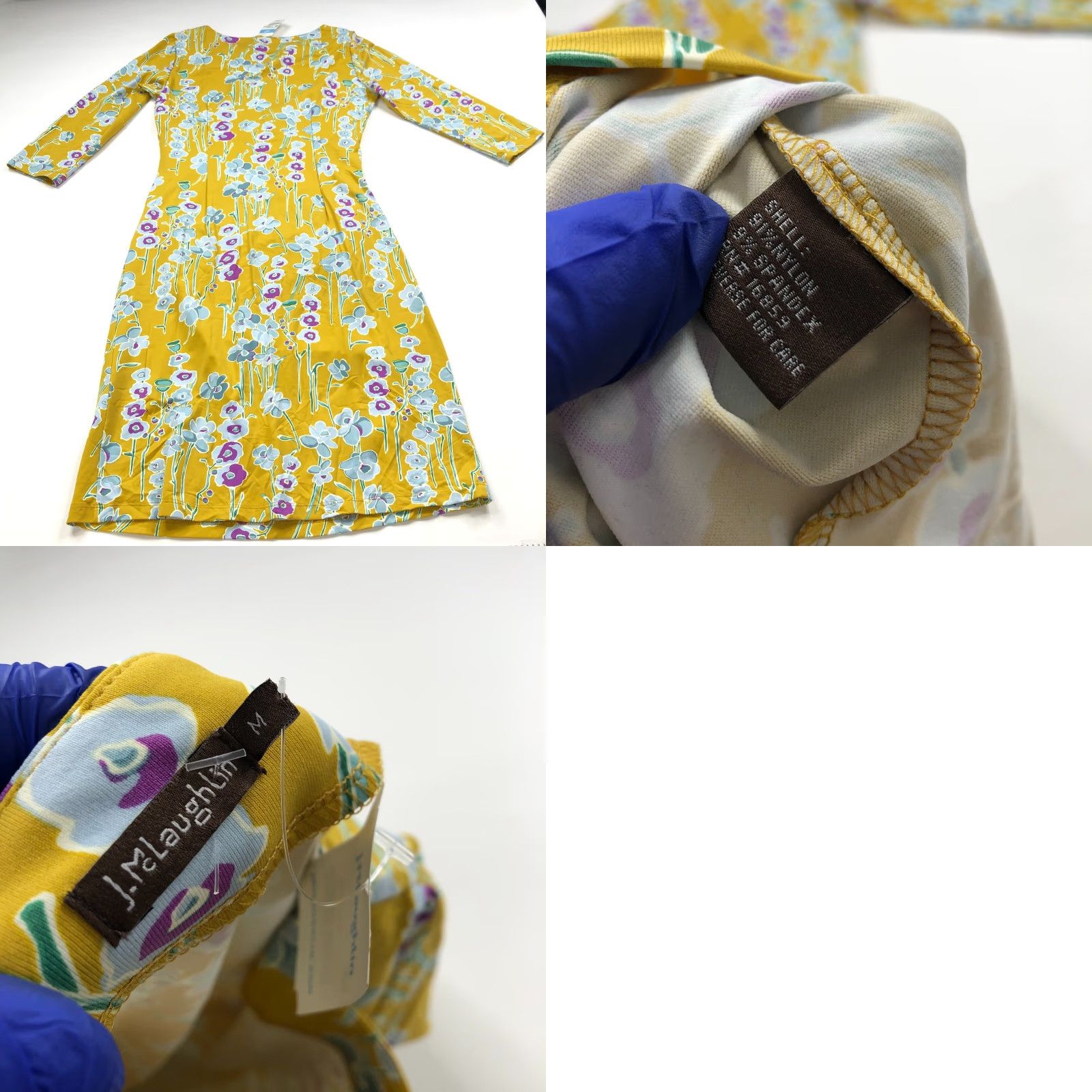 J.McLaughlin J. McLaughlin Dress - NEW MED A-Line Sheath Nylon Ruched Knee Floral Dark Yellow Women's Midi Knee Floral Yellow Dress Size M / US 6-8 / IT 42-44 - 9 Thumbnail