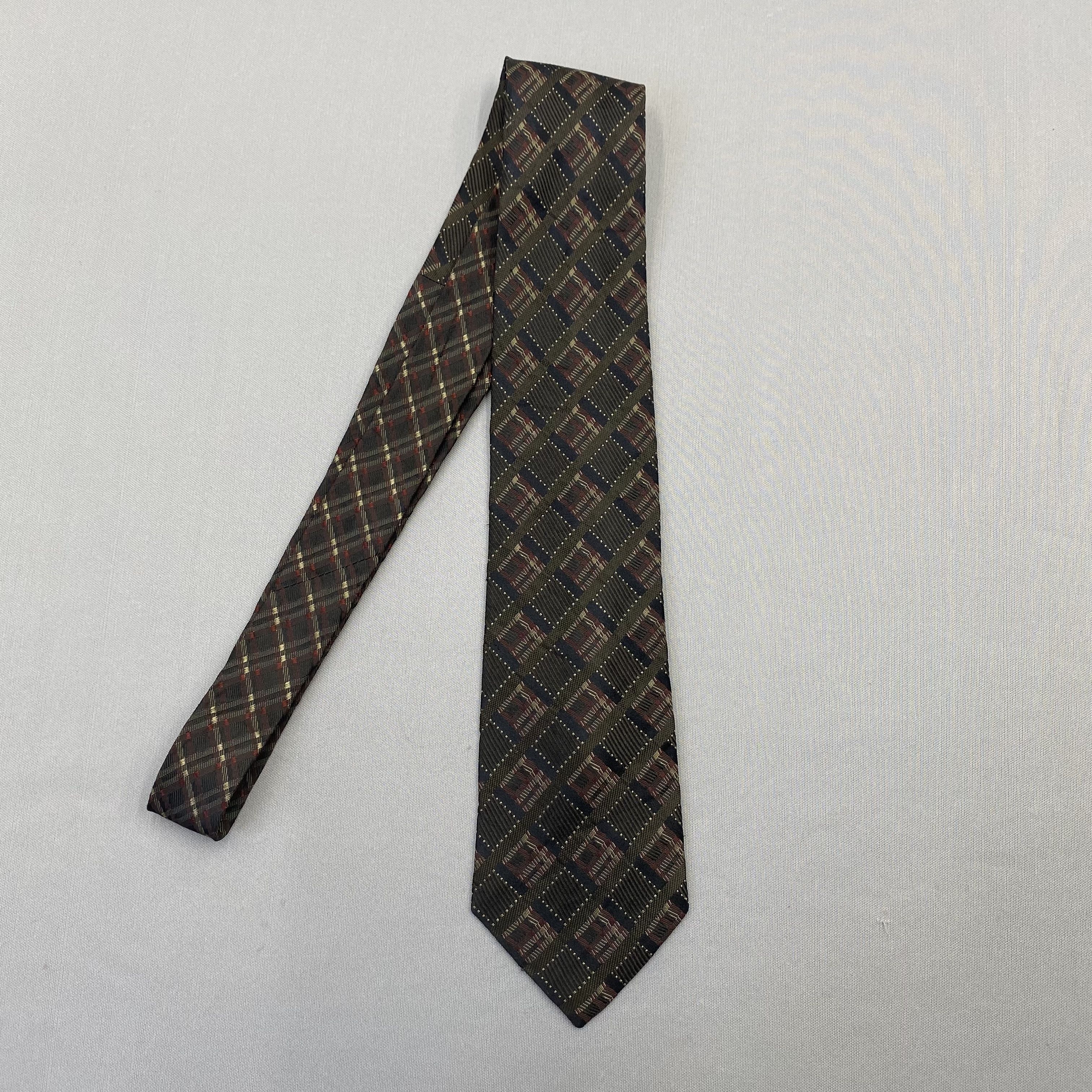 Japanese Brand Vintage Nicole SILK Necktie Cravate Check Pure Silk Size ONE SIZE - 3 Thumbnail