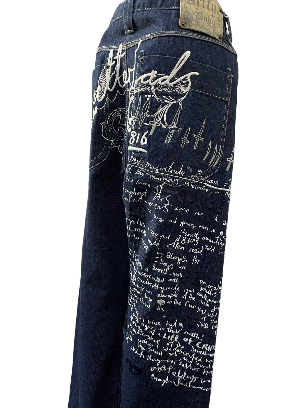 Japanese Brand Artful Dodger Jesse Pinkman Embroidered Poems Baggy Jeans Size US 34 / EU 50 - 6 Thumbnail
