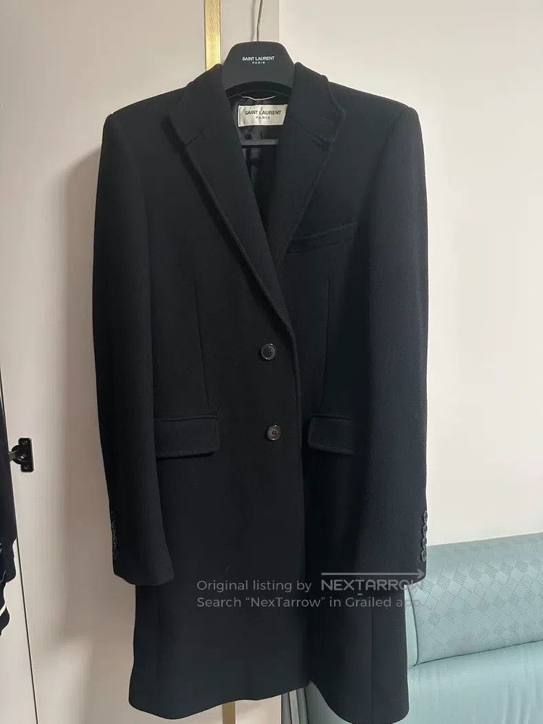 Saint Laurent Paris Saint Laurent Paris Wool Leather Collar Coat Size US M / EU 48-50 / 2 - 1 Thumbnail