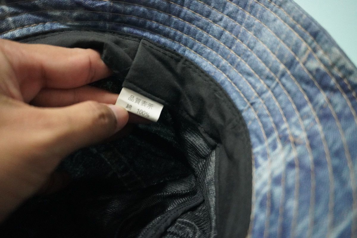 Japanese Brand × Vintage Vtg denim printed bucket hat full over head gear hype Size ONE SIZE - 4 Thumbnail