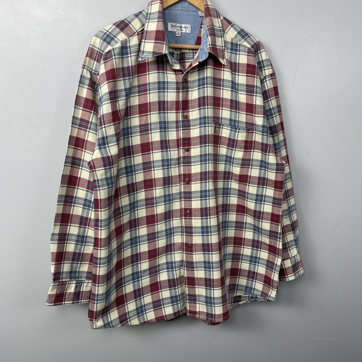 Yves Saint Laurent Vintage Yves Saint Laurent (YSL) Plaid Flannel Button Shirt Size US XL / EU 56 / 4 - 3 Thumbnail