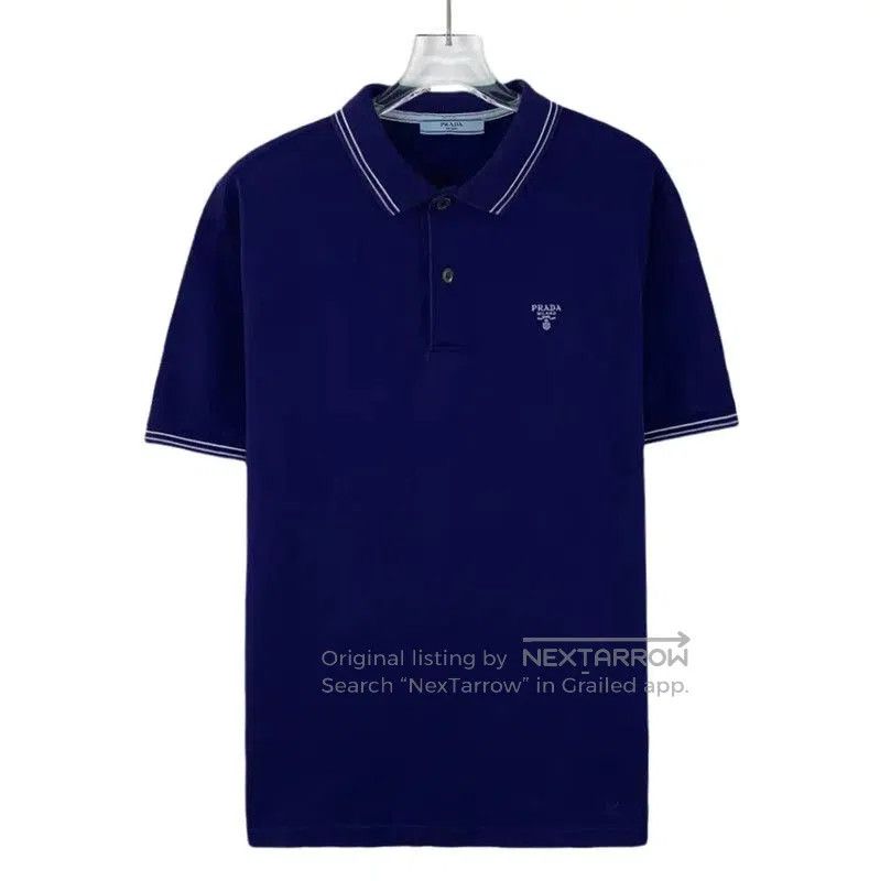 Prada Prada Men's Cotton Polo Shirt in Deep Blue. Size US M / EU 48-50 / 2 - 1 Thumbnail