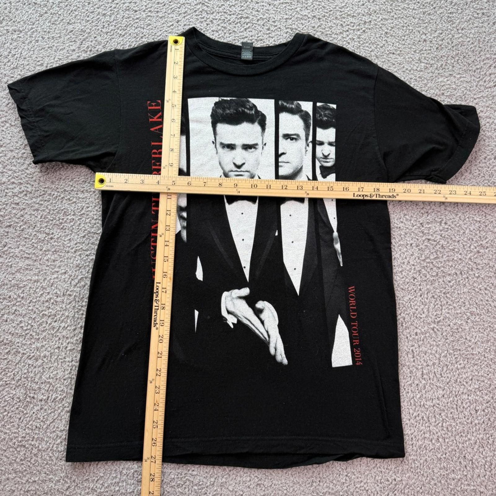 Tultex 2014 Justin Timberlake World Tour Black T Shirt Mens M Size US M / EU 48-50 / 2 - 2 Thumbnail