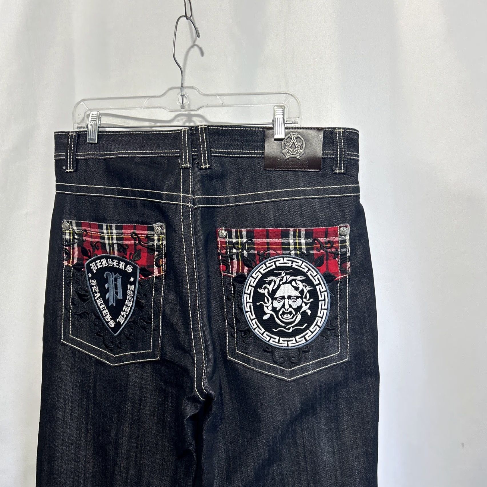 Vintage Ablanche Jeans Men’s 38 Black Denim Loose Baggy Hip Hop Y2K Embroidered Jeans Size US 38 / EU 54 - 4 Thumbnail