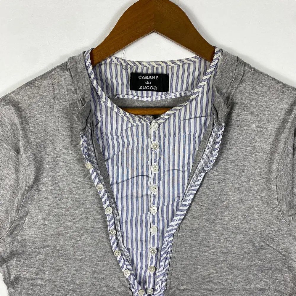 CABANE de ZUCCa CABANE DE ZUCCA Double Layer Button Tee Shirt Medium Size Size M / US 6-8 / IT 42-44 - 2 Thumbnail