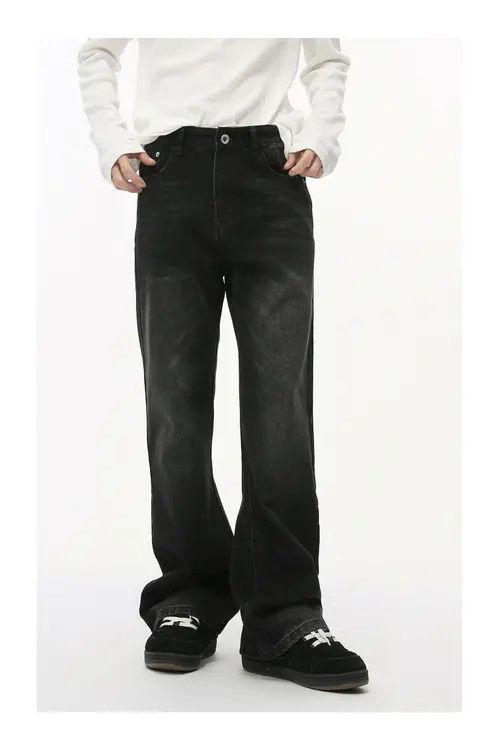 Japanese Brand × Jean Vintage flared black and grey washed denim trousers Size US 33 - 1 Thumbnail
