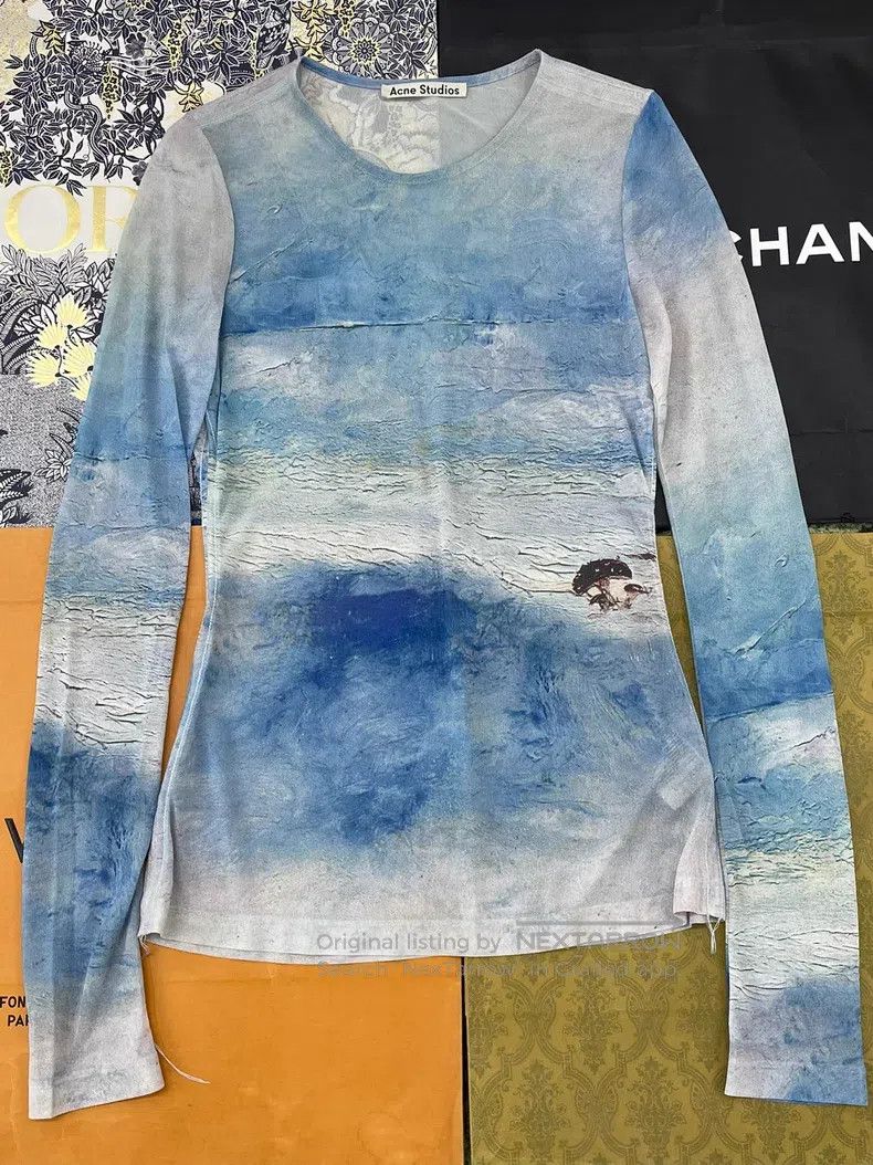 Acne Studios Acne Studios Blue Gradient Printed Long Sleeve Top Size S / US 4 / IT 40 - 1 Thumbnail
