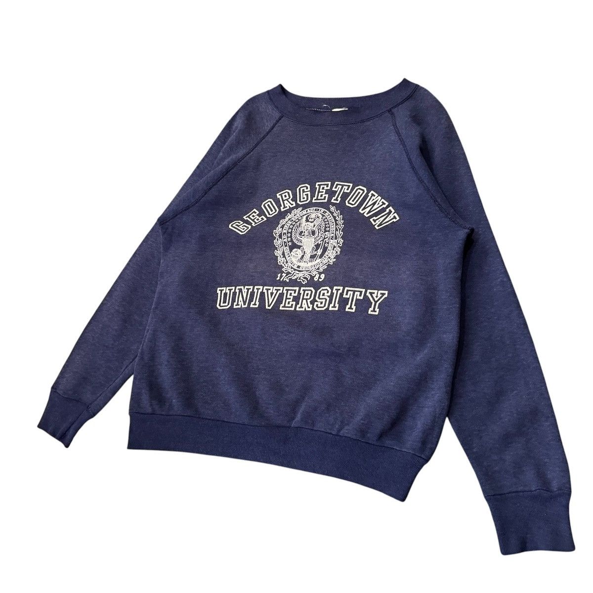 Vintage Vintage 80s Georgetown University Sweatshirt Navy VelvaSheen Size US M / EU 48-50 / 2 - 3 Thumbnail