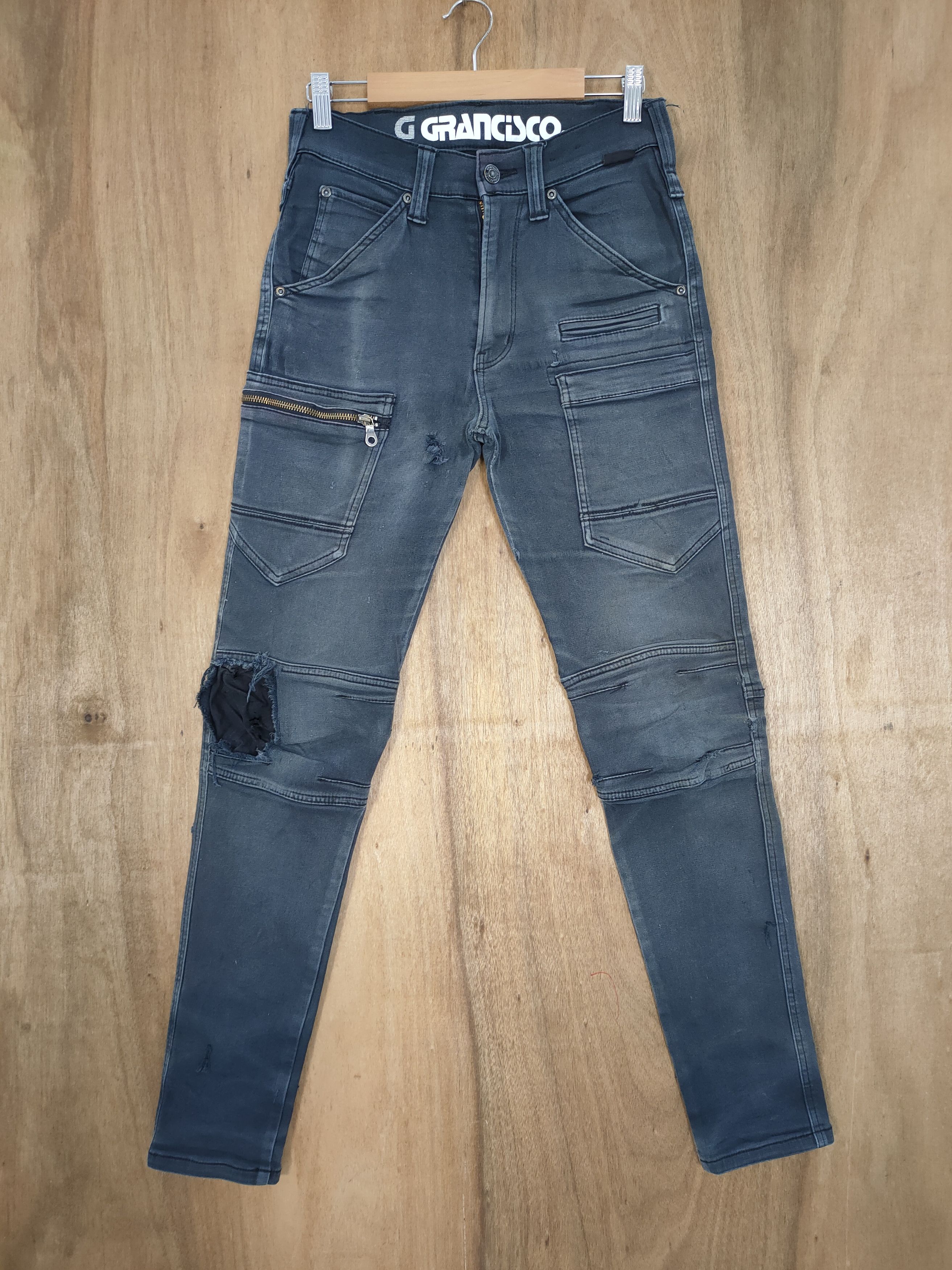 Japanese Brand VINTAGE JAPANESE FADED DISTRESSED SKINNY CARGO PANTS Size US 28 / EU 44 - 1 Thumbnail
