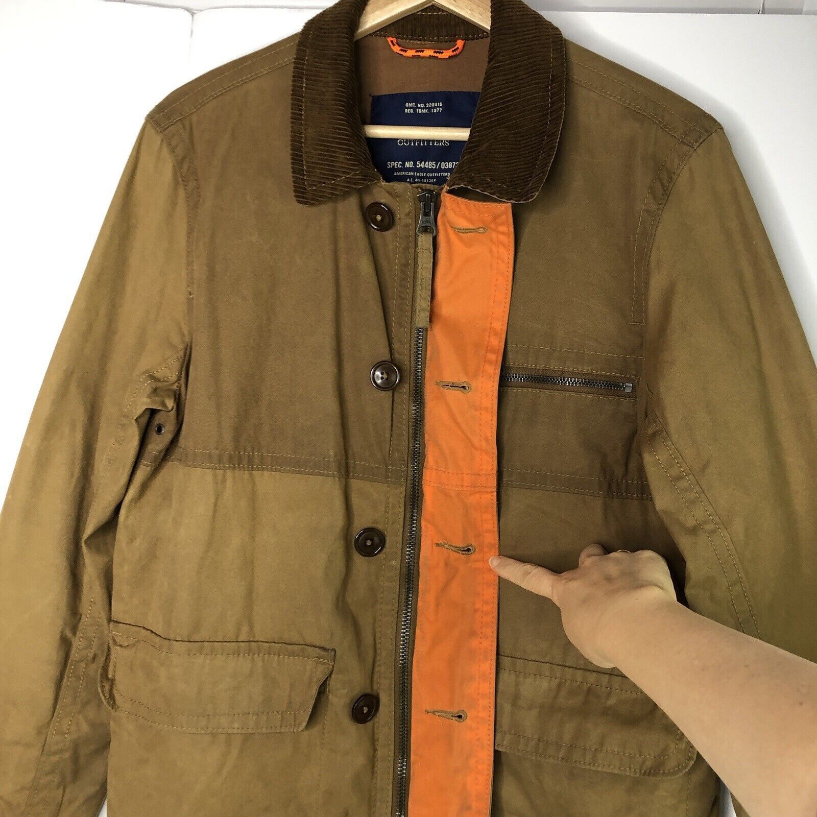 American Eagle Outfitters AEO Jacket Men S/P Chore Barn Coat Tan Corduroy Full Zip Vtg Size US S / EU 44-46 / 1 - 4 Thumbnail