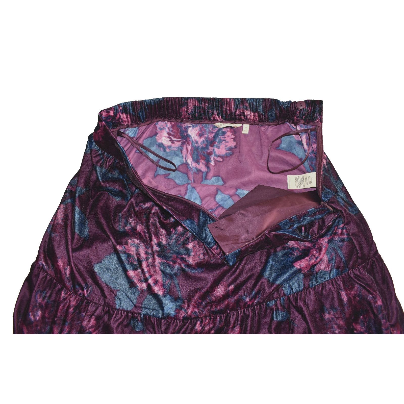 Soft Surroundings SOFT SURROUNDINGS Velour Floral Tiered Maxi Skirt Size M Size 31" - 5 Thumbnail