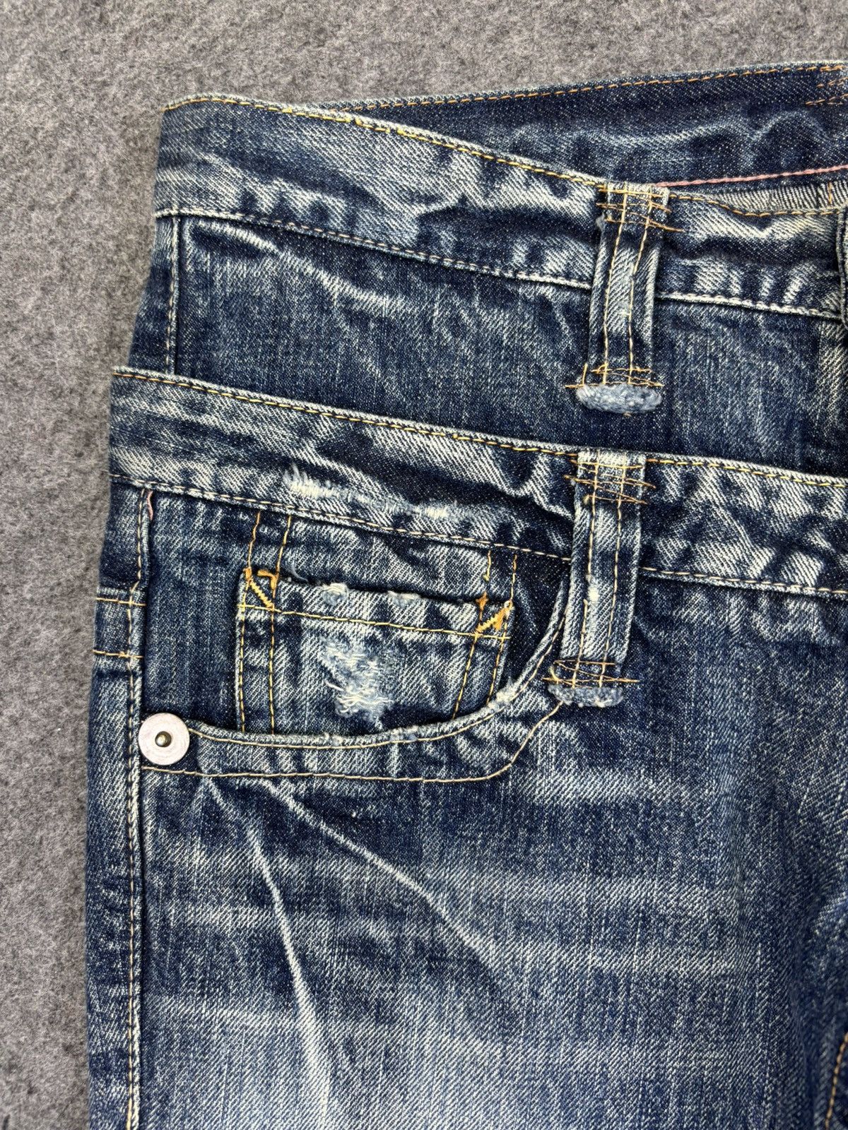 Japanese Brand 💥Double Waist💥Antgauge Rare Fades Distressed Denim F799 Size 29" - 5 Thumbnail