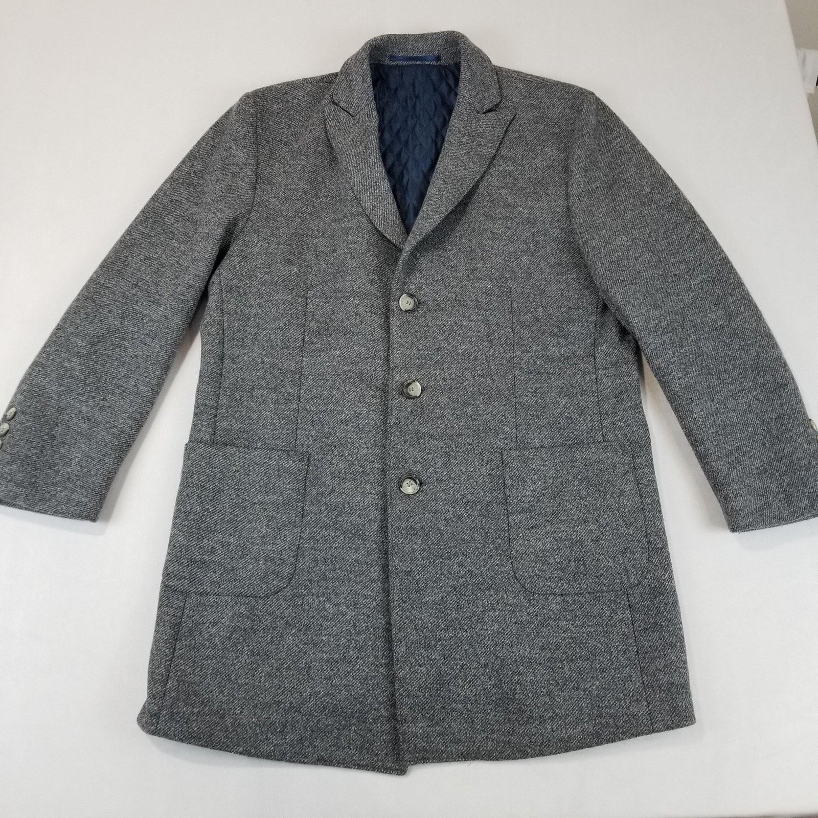 Other Enzo Tovare Coat 44 Gray Wool Blend Quilted Lined Overcoat Size US L / EU 52-54 / 3 - 1 Thumbnail